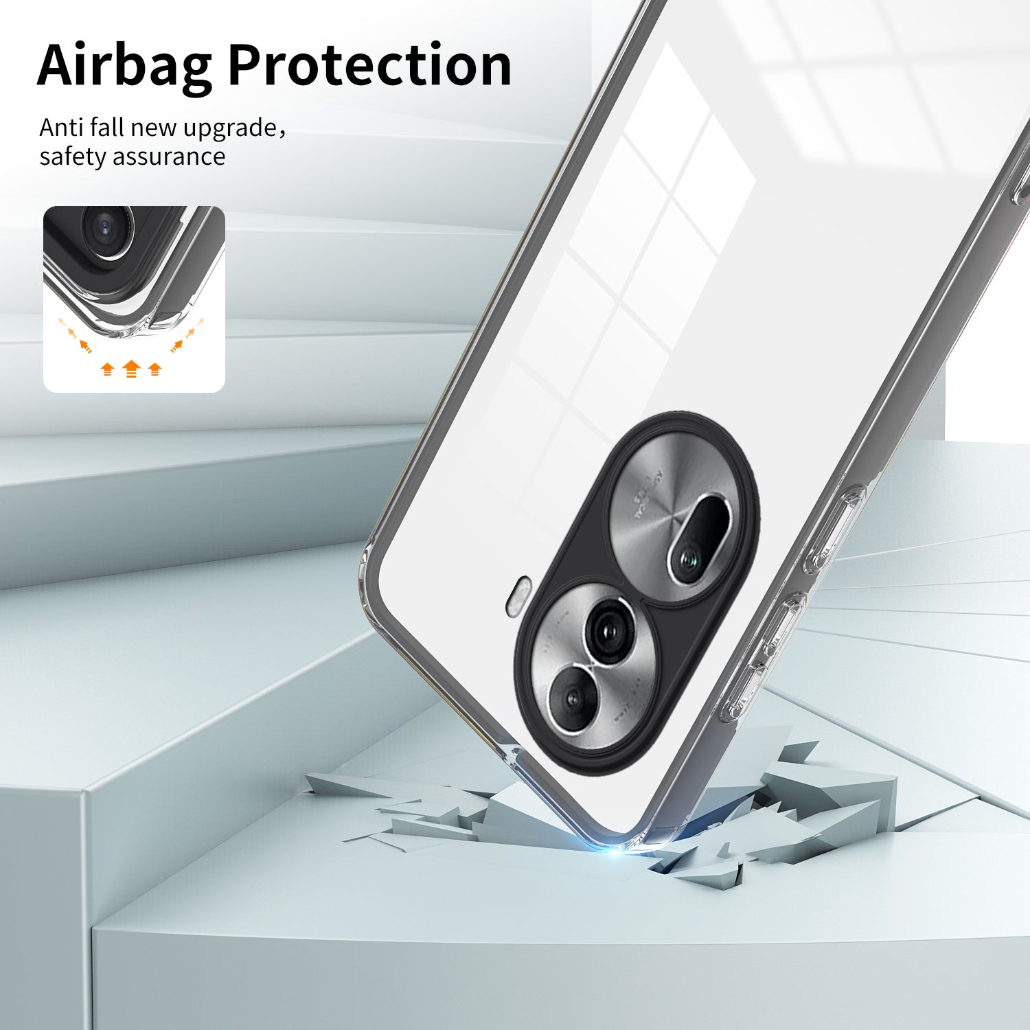 For Oppo Reno11 Pro 5G (Global) Clear Case TPU+PC Lens Protection Back Phone Cover
