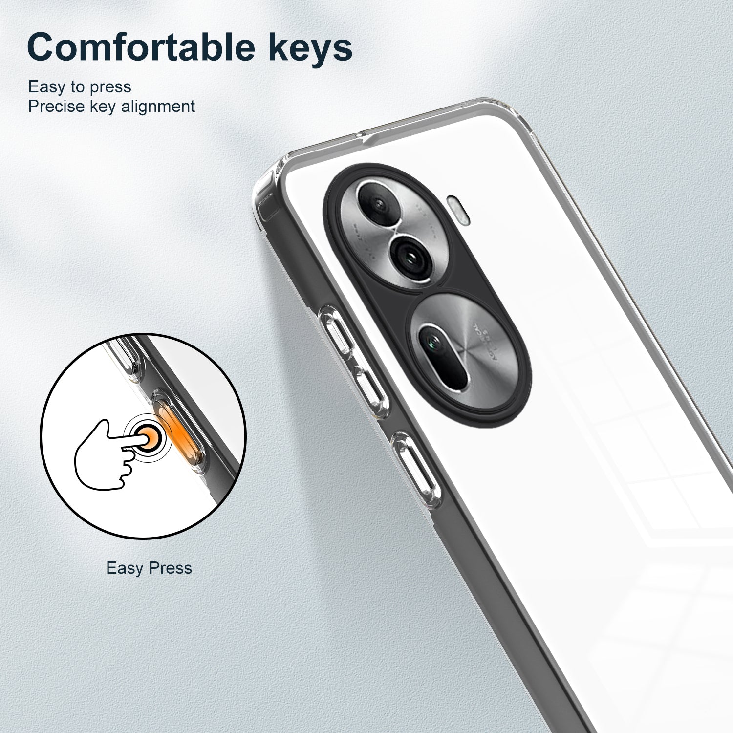 For Oppo Reno11 Pro 5G (Global) Clear Case TPU+PC Lens Protection Back Phone Cover