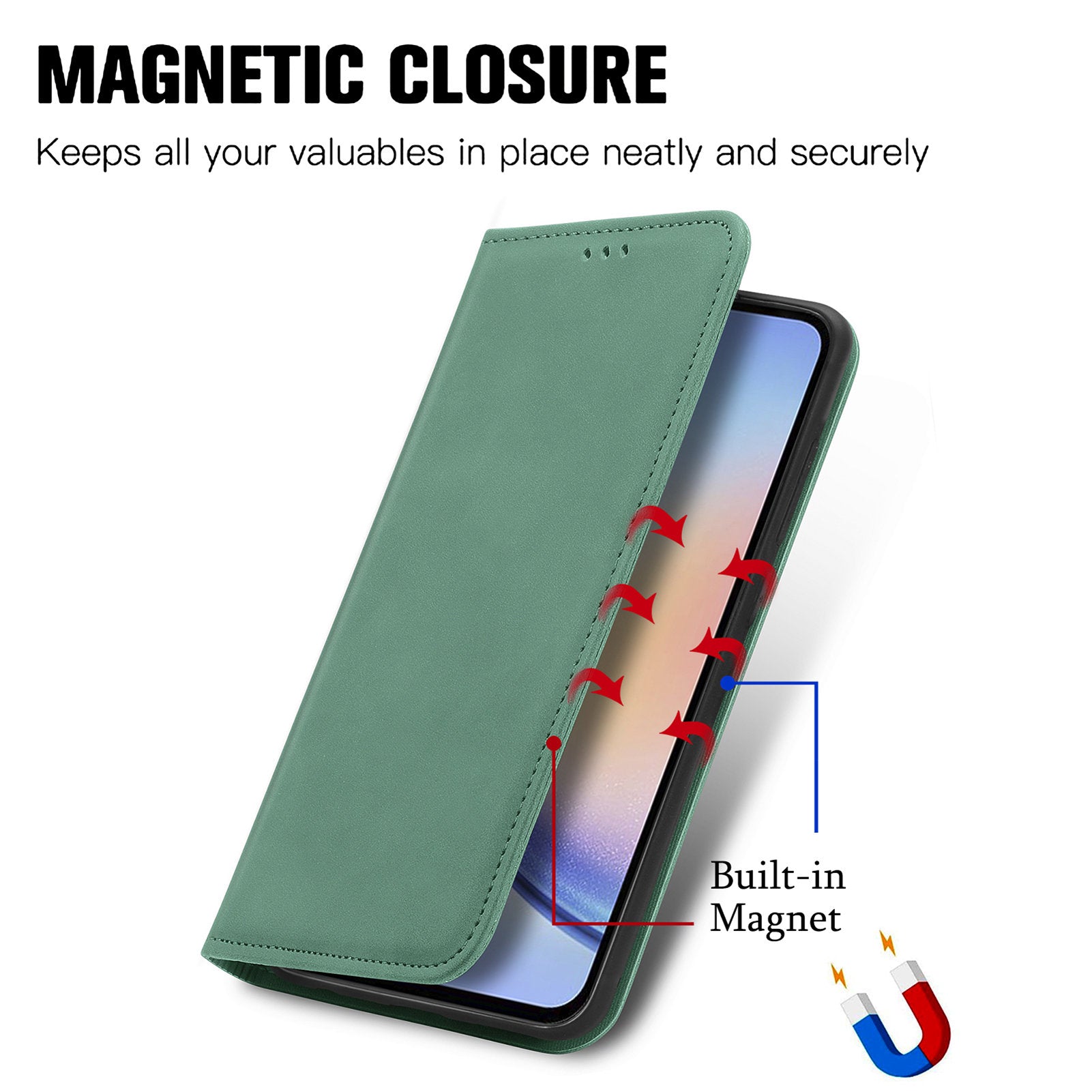 For Samsung Galaxy A34 5G Card Slots Phone Stand Case Skin-Touch Feeling PU Leather Phone Cover