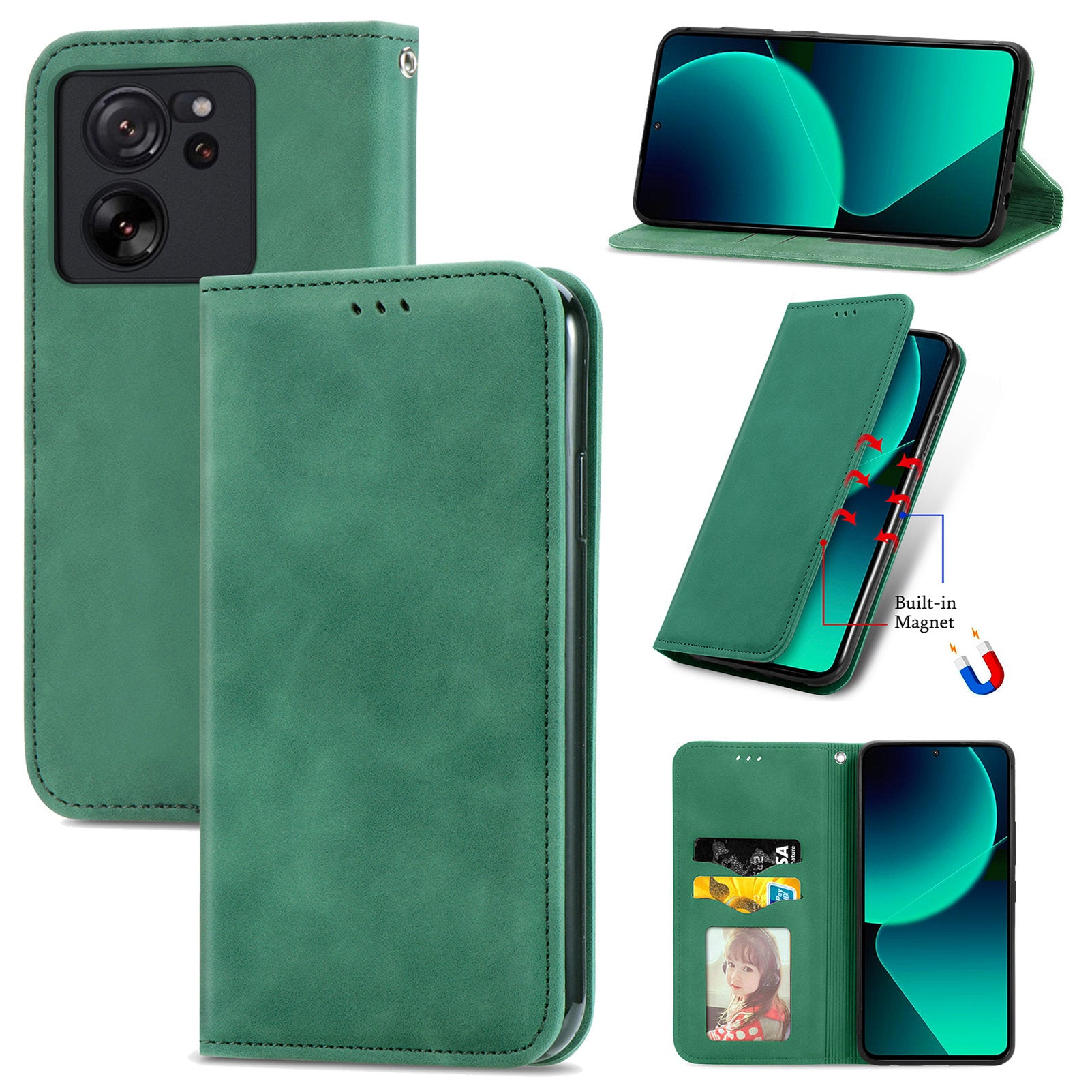 For Xiaomi 13T Pro / 13T / Redmi K60 Ultra Phone Cover Card Slots Skin-touch Feeling PU Leather Phone Stand Case