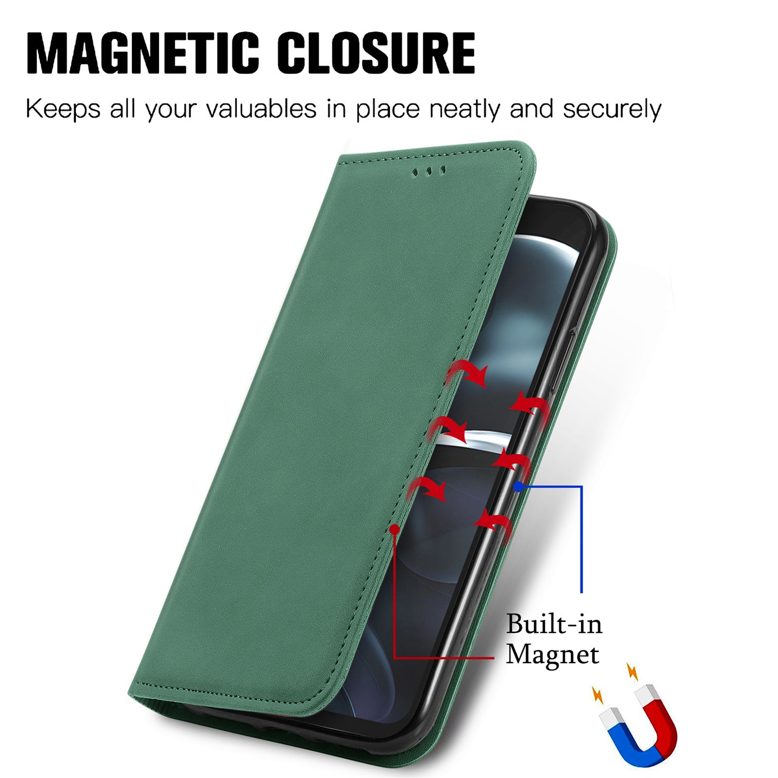 For Motorola Moto G14 4G Case Leather Card Slots Magnetic Closure Phone Cover
