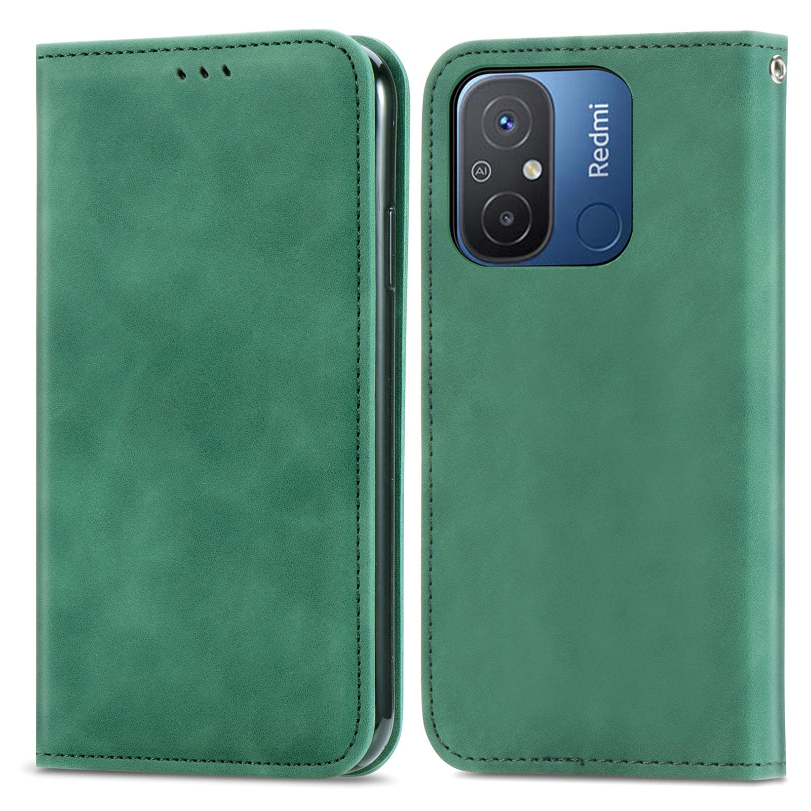 Slim-Fit Phone Stand Case for Xiaomi Redmi 12C 4G / 11A 4G Skin-Touch Feeling Card Slots PU Leather Phone Shell