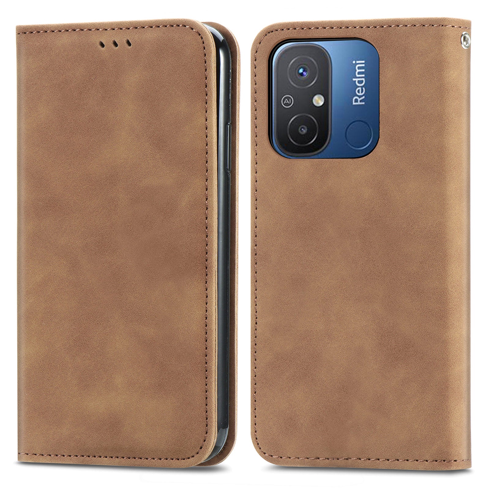 Slim-Fit Phone Stand Case for Xiaomi Redmi 12C 4G / 11A 4G Skin-Touch Feeling Card Slots PU Leather Phone Shell