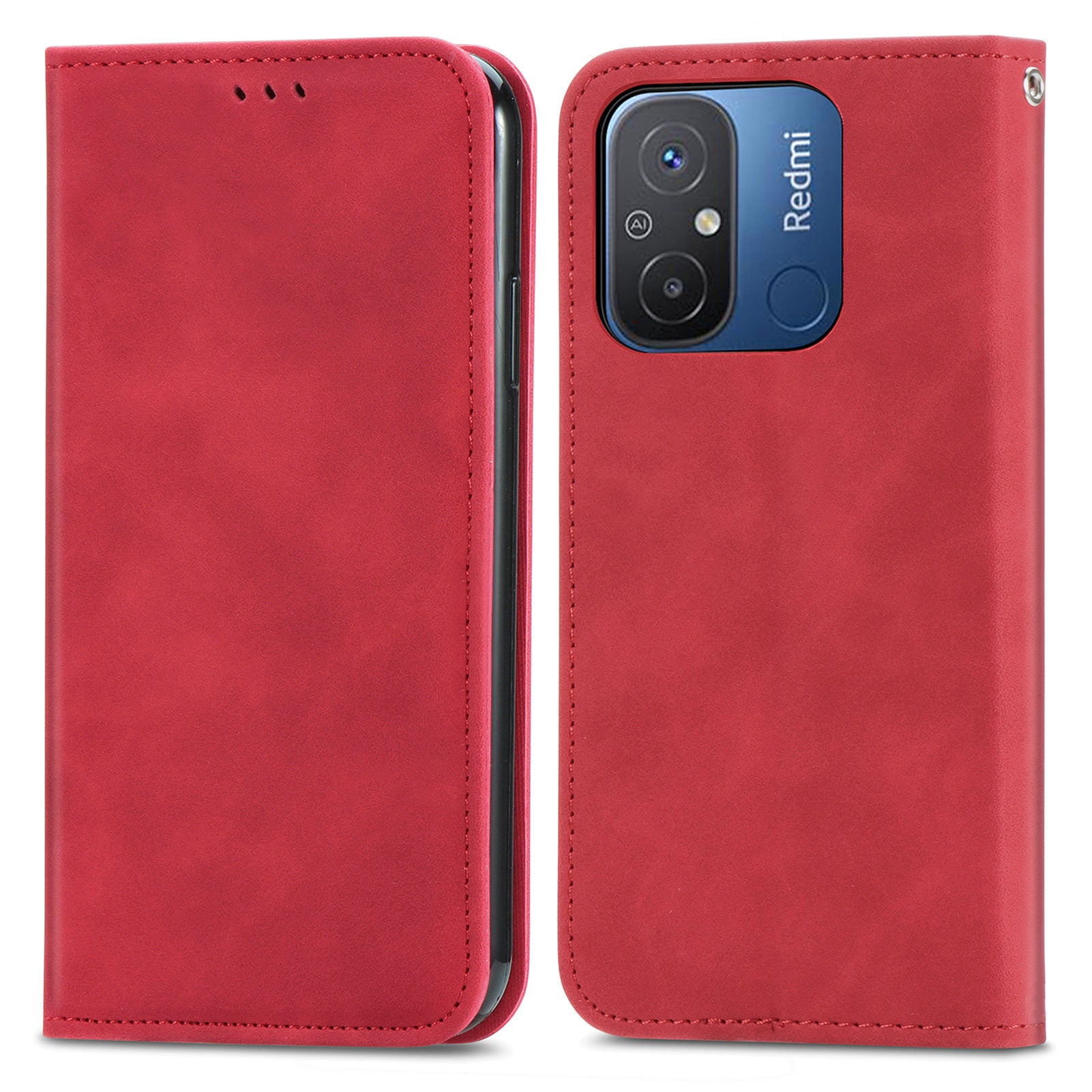 Slim-Fit Phone Stand Case for Xiaomi Redmi 12C 4G / 11A 4G Skin-Touch Feeling Card Slots PU Leather Phone Shell