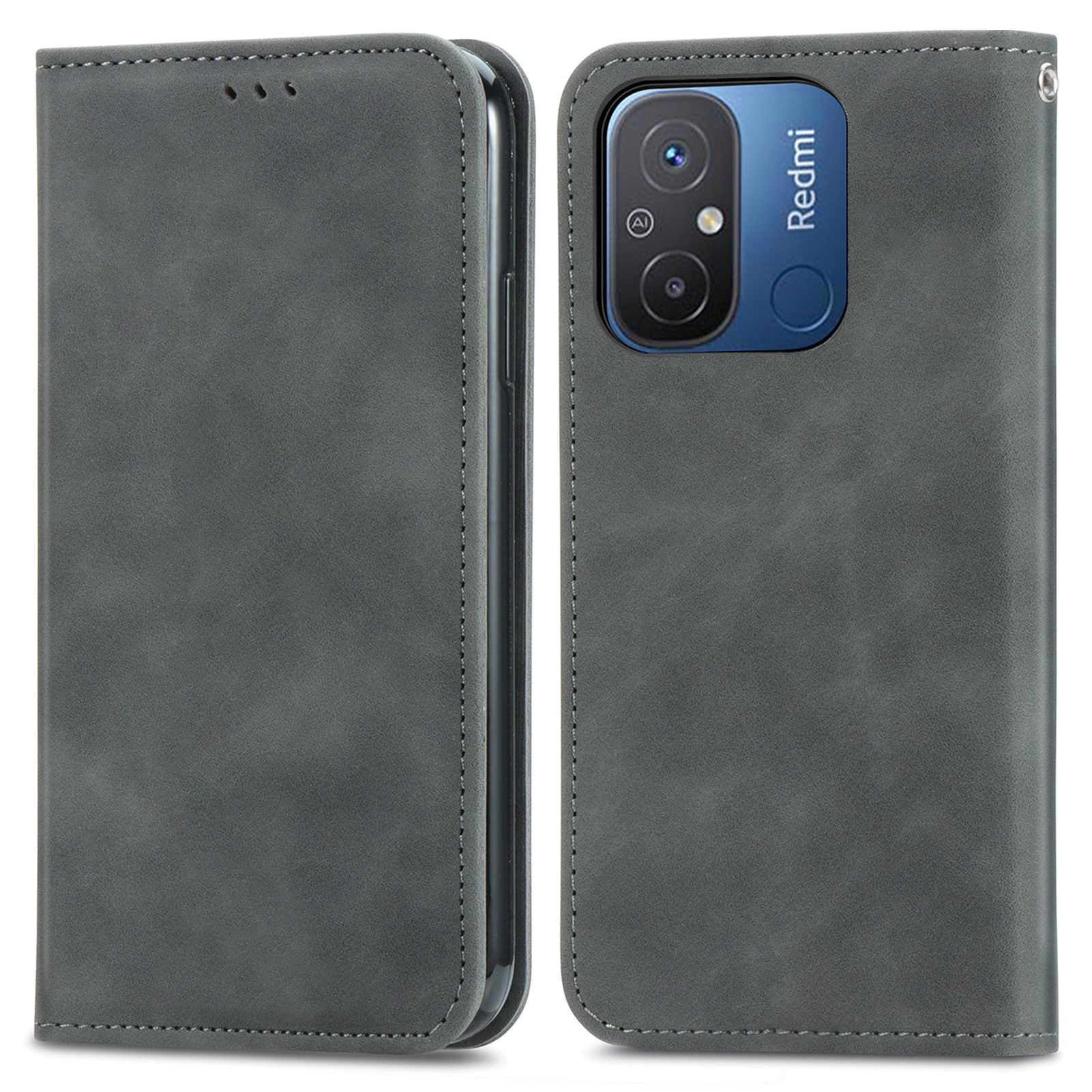 Slim-Fit Phone Stand Case for Xiaomi Redmi 12C 4G / 11A 4G Skin-Touch Feeling Card Slots PU Leather Phone Shell