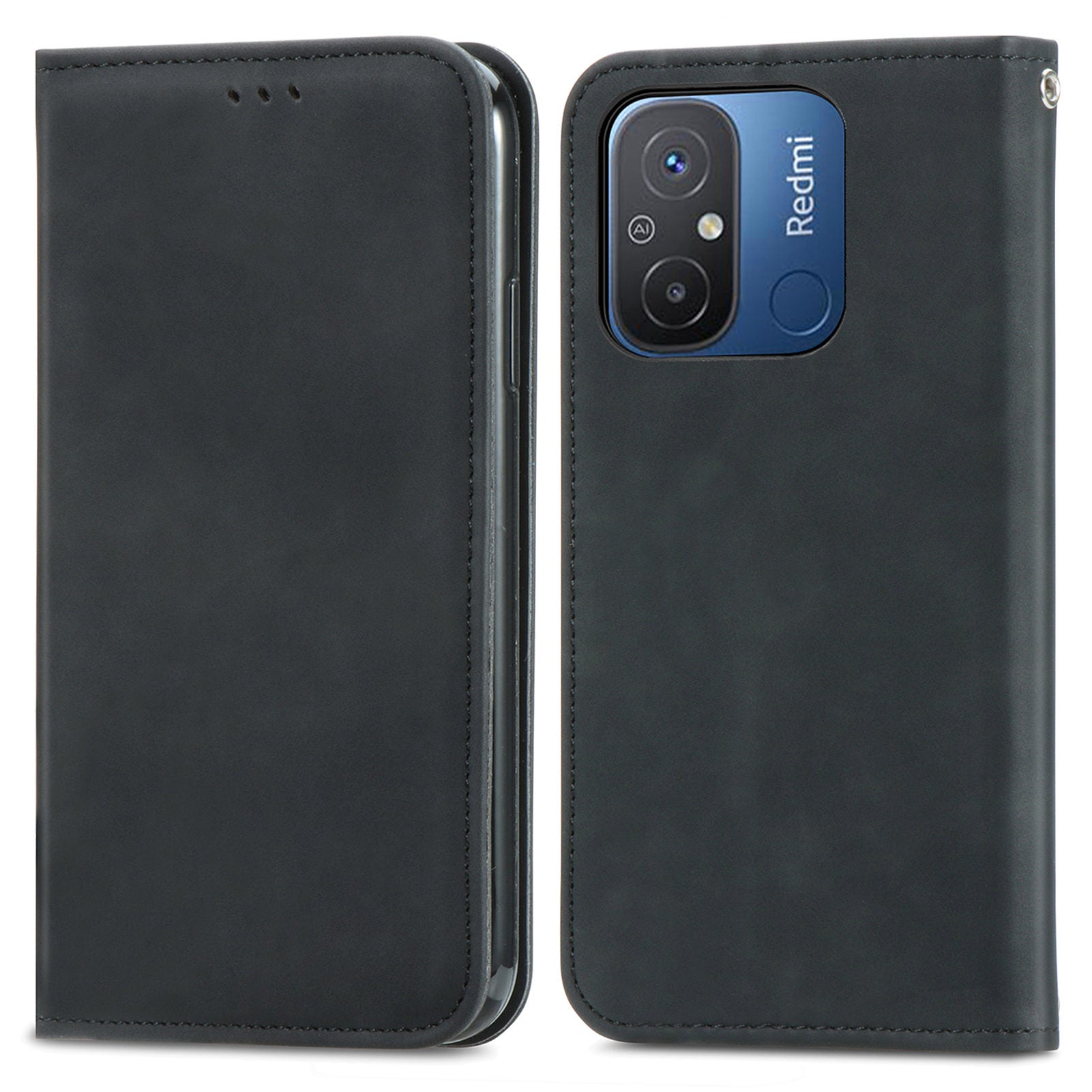 Slim-Fit Phone Stand Case for Xiaomi Redmi 12C 4G / 11A 4G Skin-Touch Feeling Card Slots PU Leather Phone Shell