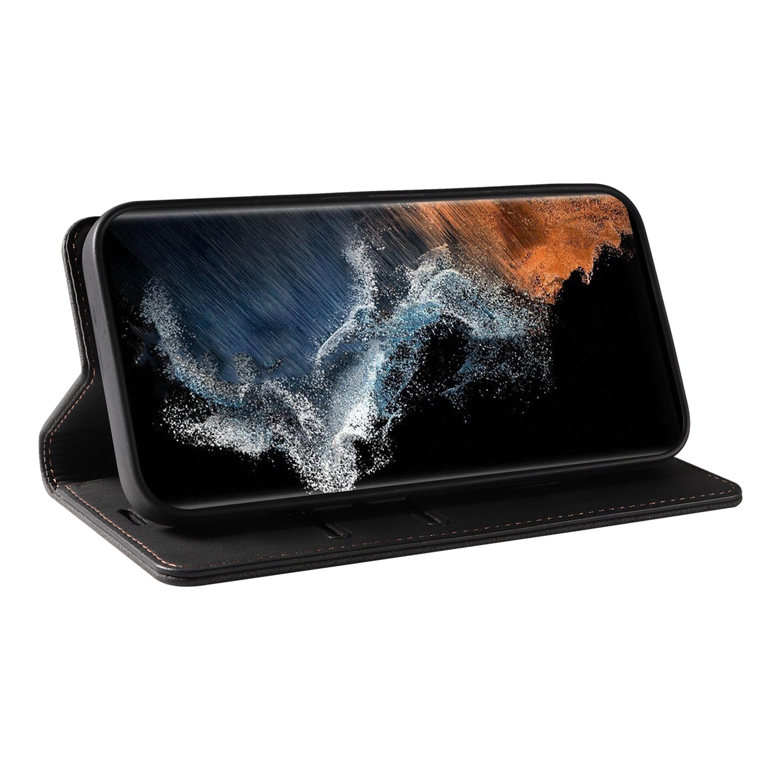 For Samsung Galaxy S24 Ultra Leather Case Wristband Design Stand Phone Cover