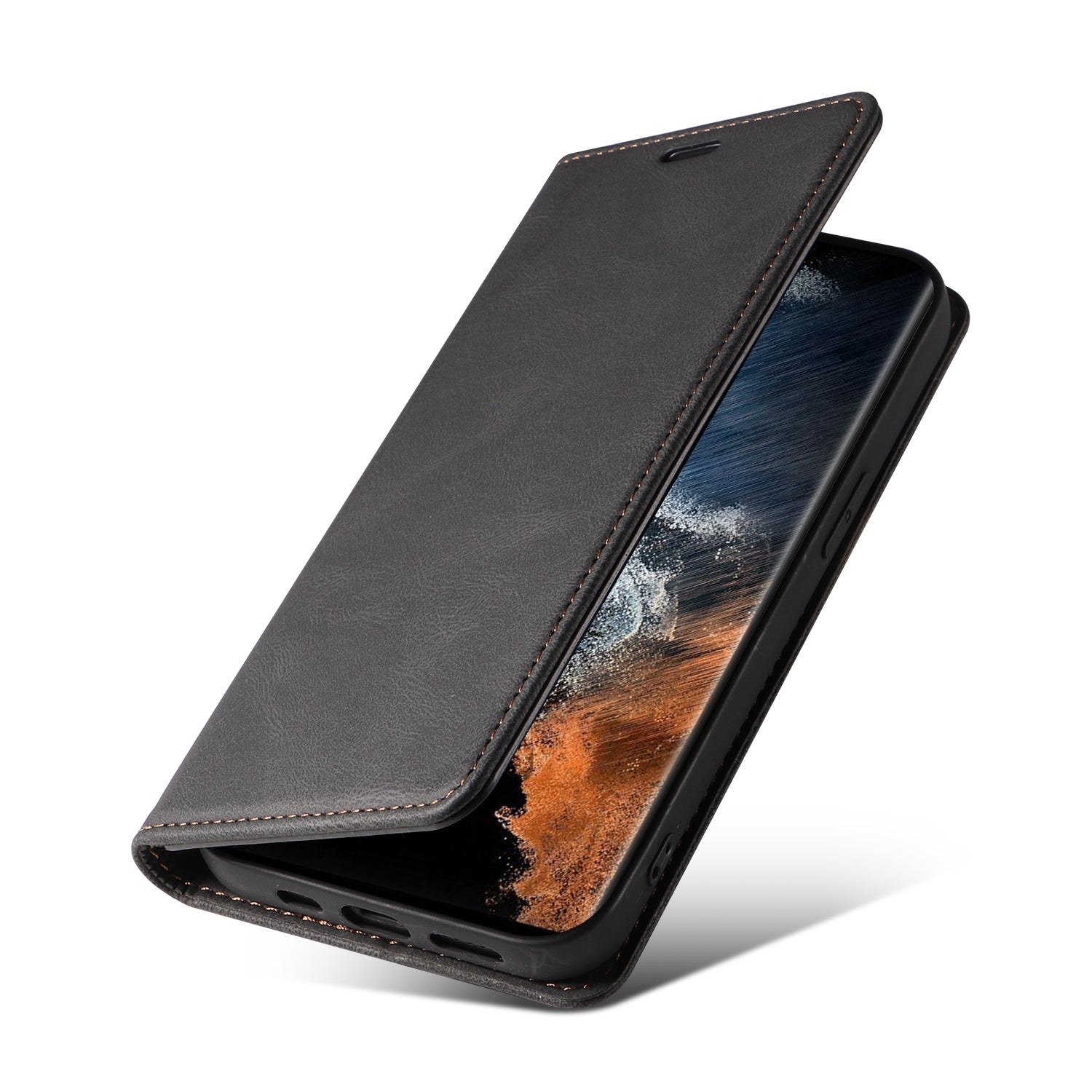 For Samsung Galaxy S24 Ultra Leather Case Wristband Design Stand Phone Cover