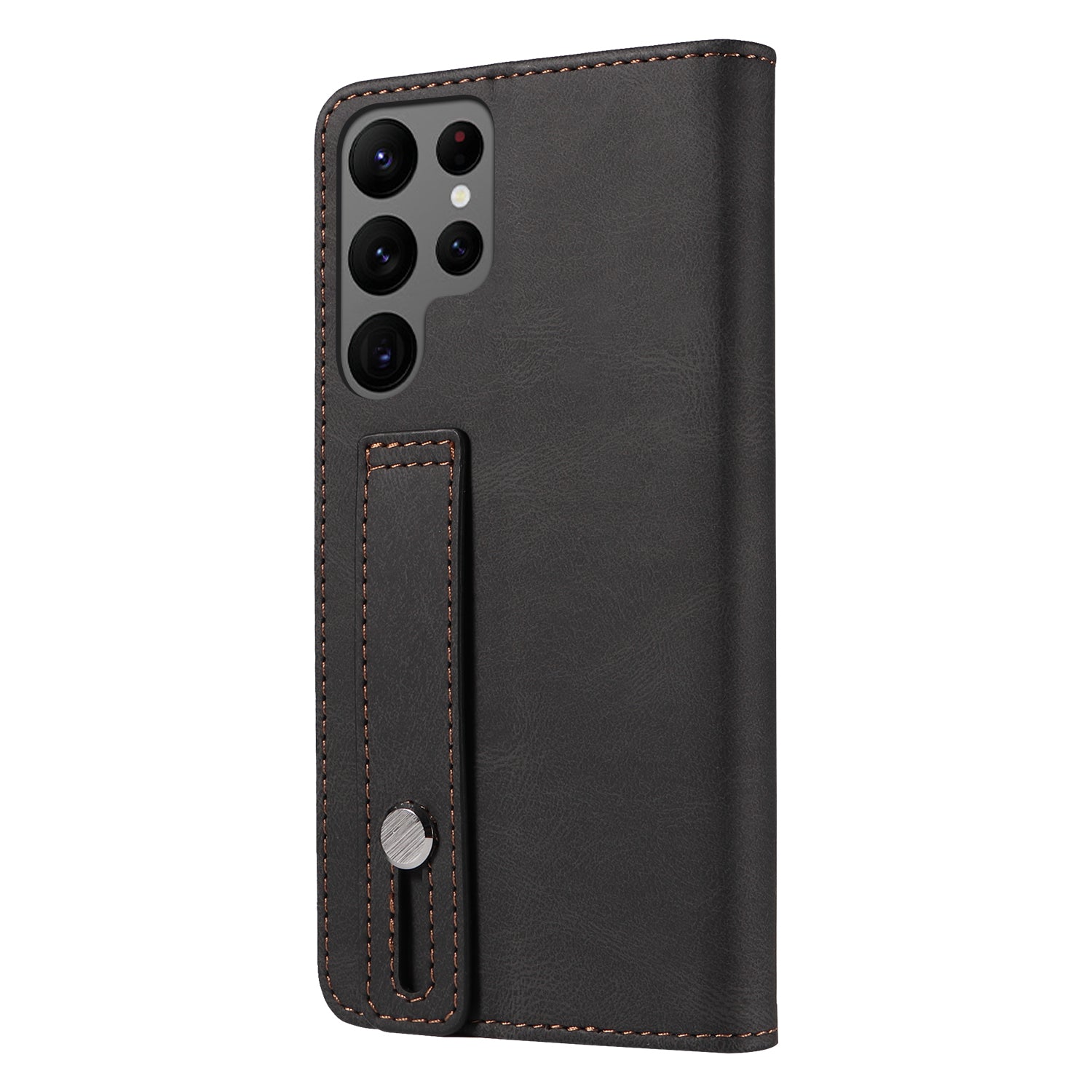 For Samsung Galaxy S24 Ultra Leather Case Wristband Design Stand Phone Cover