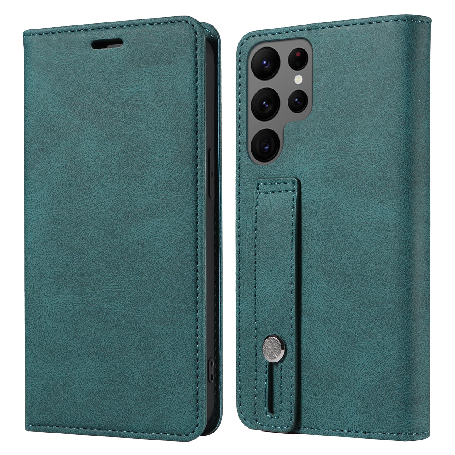 For Samsung Galaxy S24 Ultra Leather Case Wristband Design Stand Phone Cover