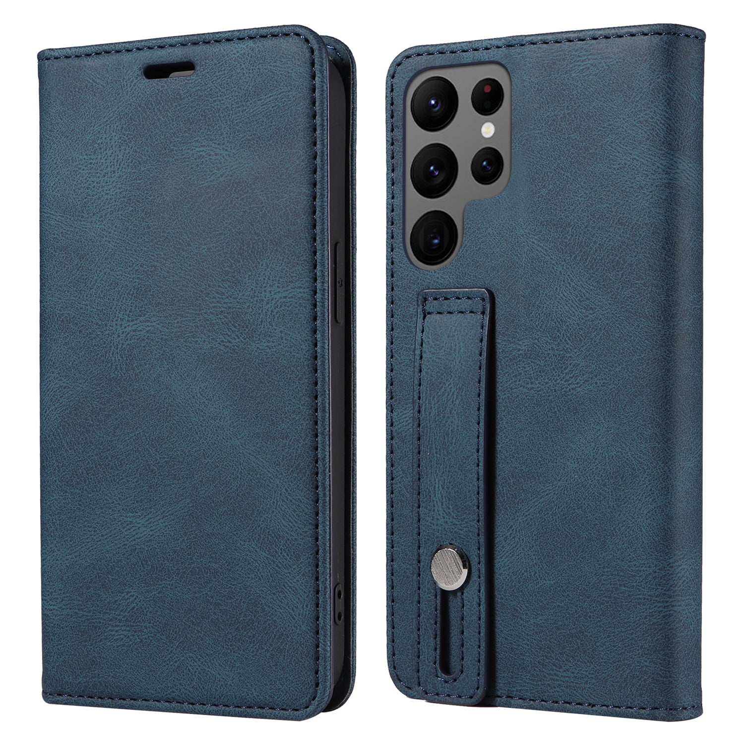 For Samsung Galaxy S24 Ultra Leather Case Wristband Design Stand Phone Cover