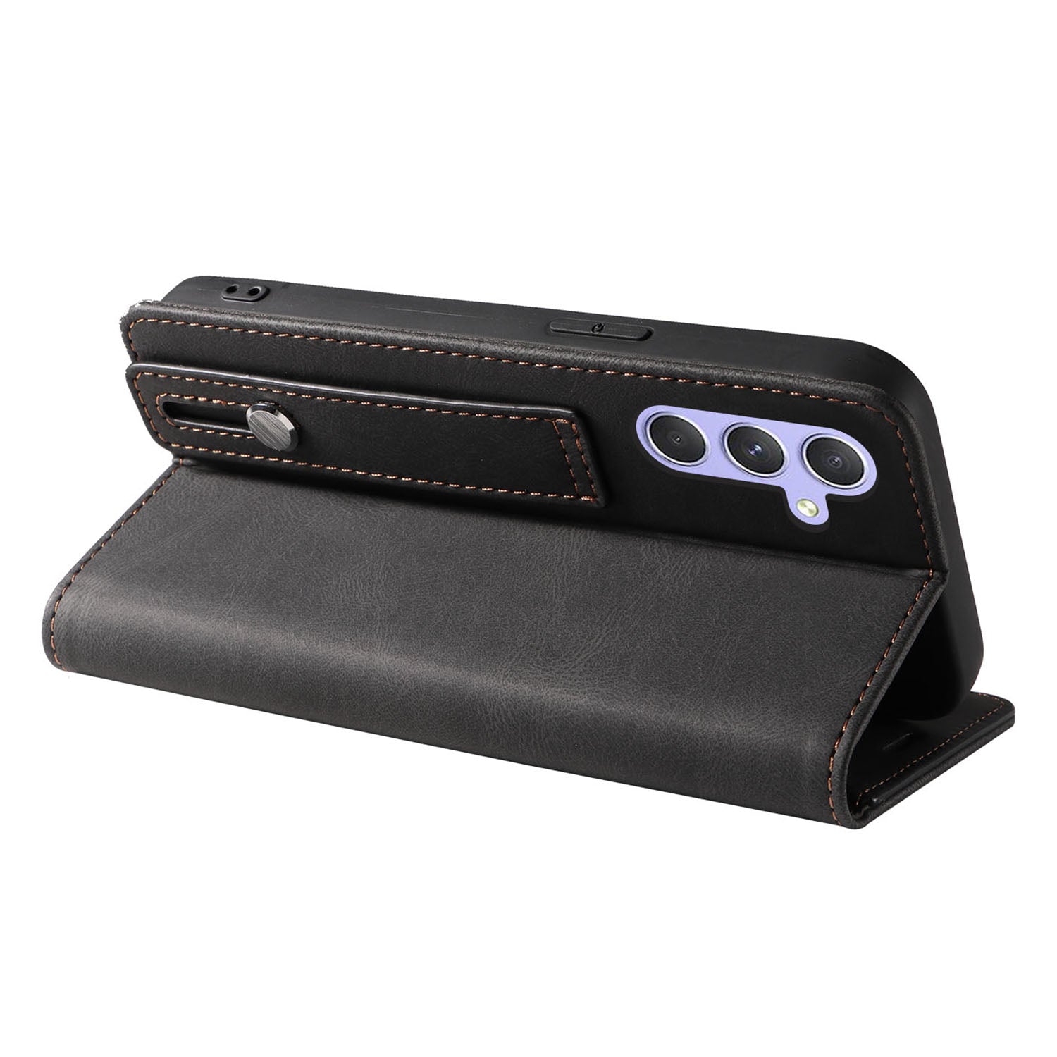 For Samsung Galaxy A15 4G / A15 5G Phone Case Leather Foldable Stand Cover with Wristband Design