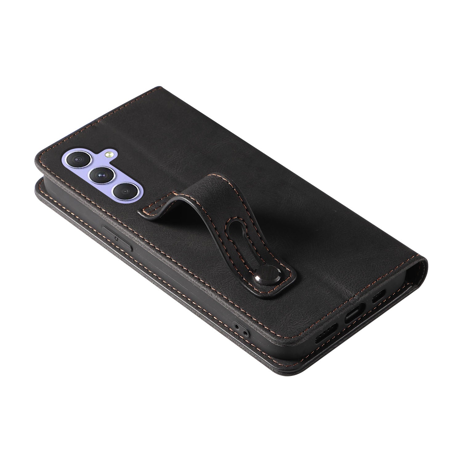 For Samsung Galaxy A15 4G / A15 5G Phone Case Leather Foldable Stand Cover with Wristband Design