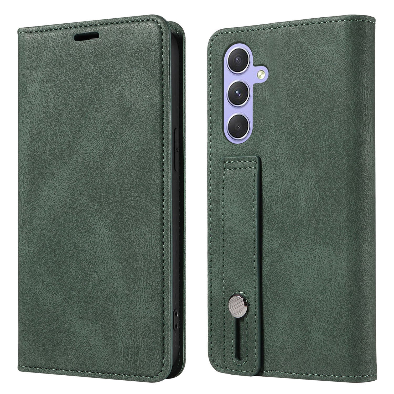 For Samsung Galaxy A15 4G / A15 5G Phone Case Leather Foldable Stand Cover with Wristband Design