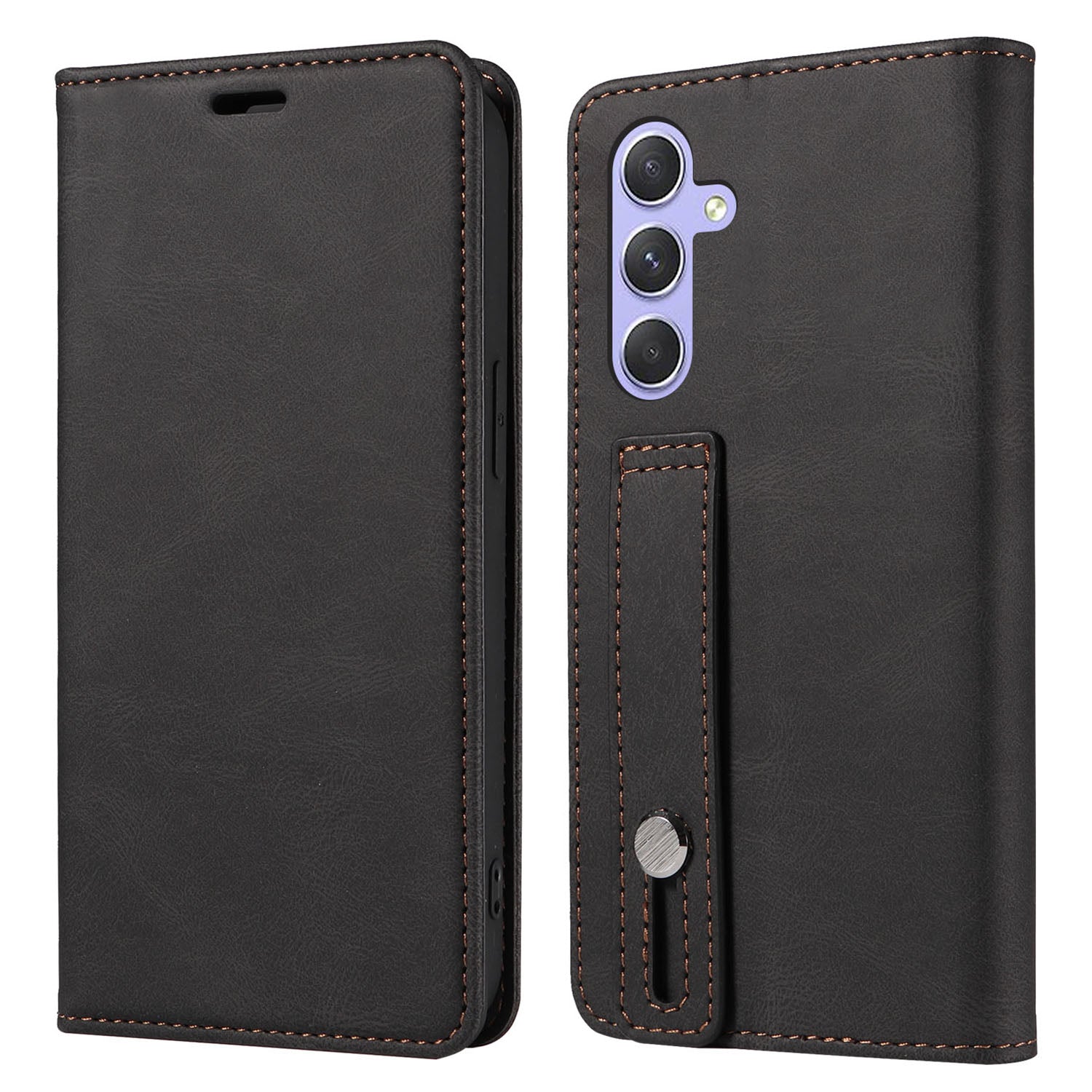 Magnetic Case for Samsung Galaxy S23 FE Shell Wristband PU Leather Stand Phone Cover