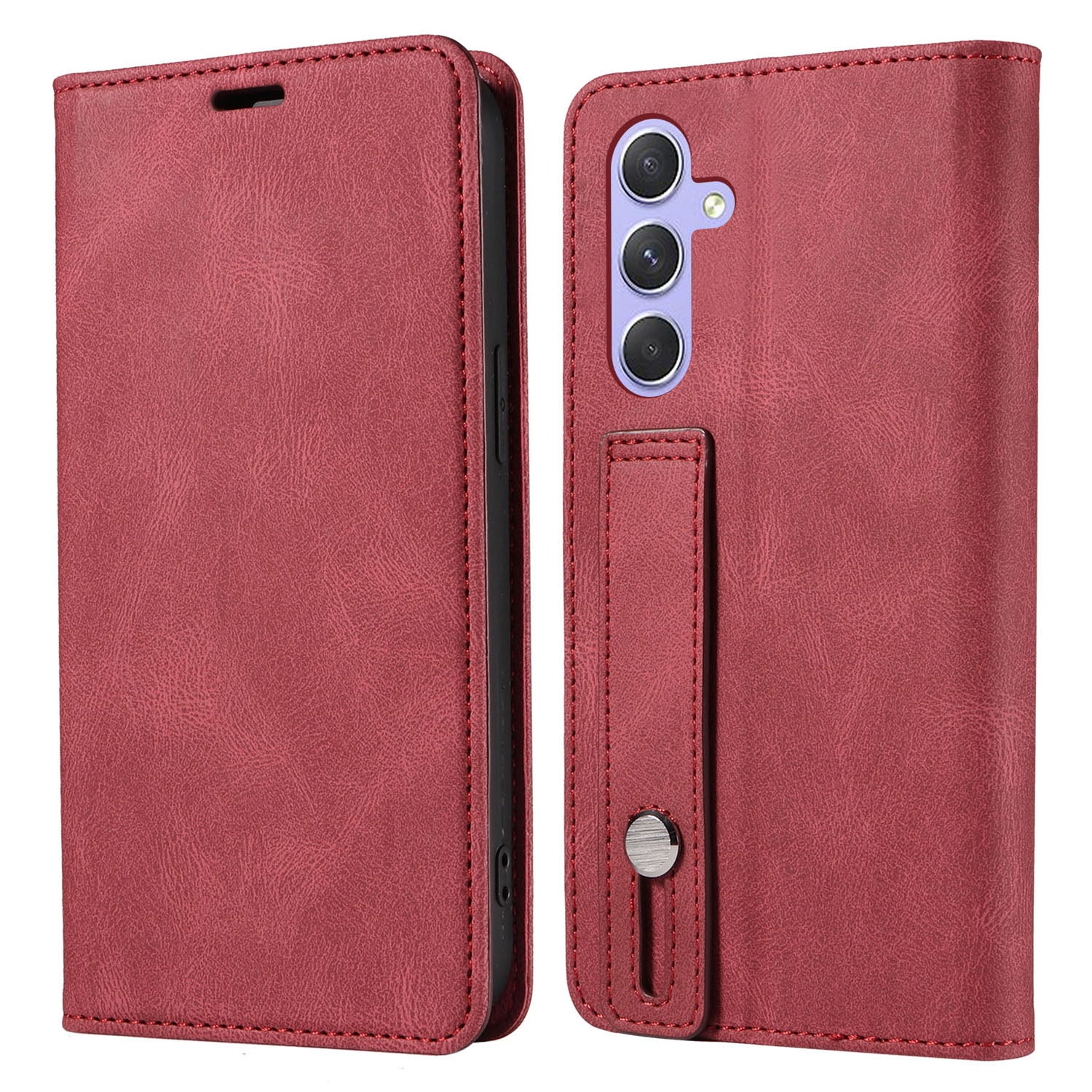 Magnetic Case for Samsung Galaxy S23 FE Shell Wristband PU Leather Stand Phone Cover