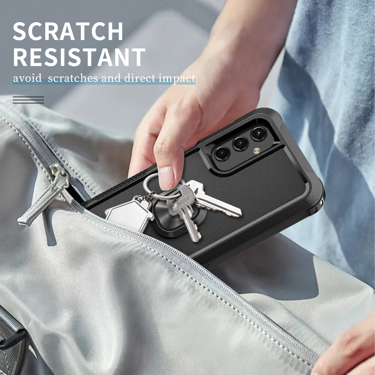 For Samsung Galaxy A15 4G / 5G Case PC+Silicone Anti-drop Cover with Rotatable Ring Kickstand