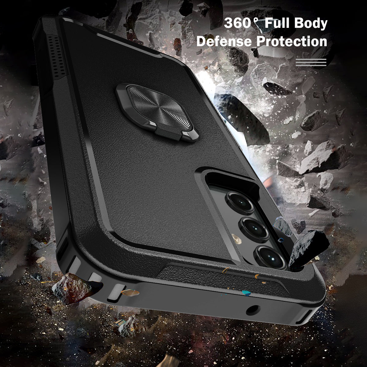 For Samsung Galaxy A24 4G (162.1 x 77.6 x 8.3mm) Case PC+SiliconeRing Kickstand Phone Cover
