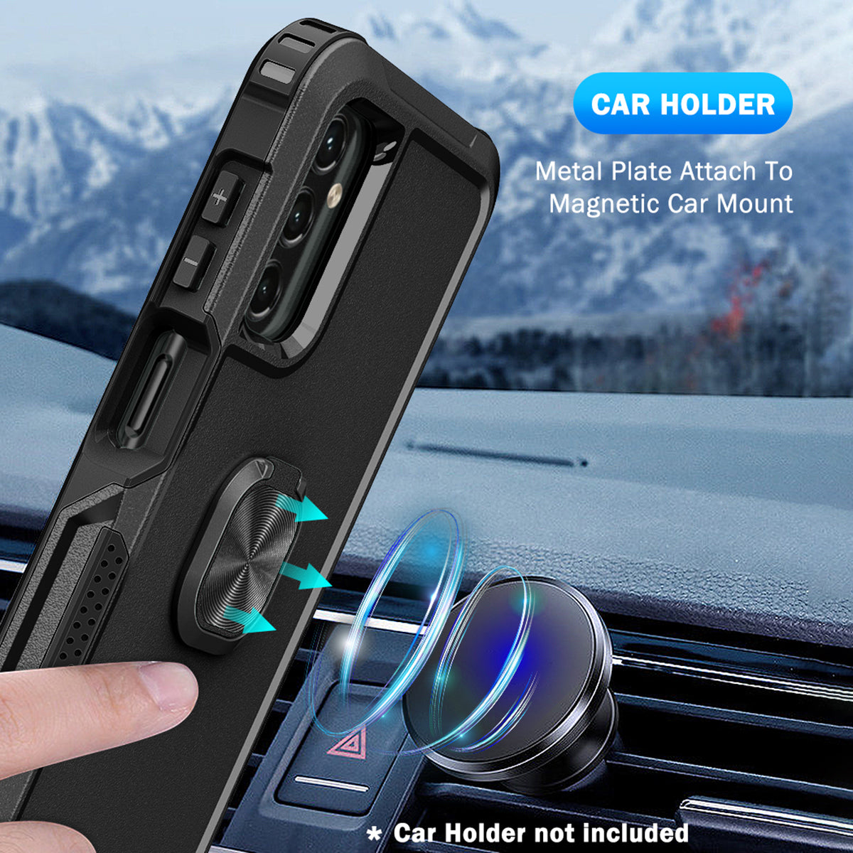 For Samsung Galaxy A24 4G (162.1 x 77.6 x 8.3mm) Case PC+SiliconeRing Kickstand Phone Cover