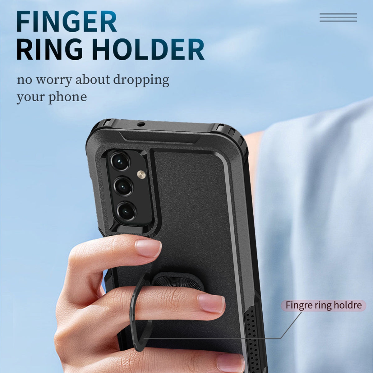 For Samsung Galaxy A24 4G (162.1 x 77.6 x 8.3mm) Case PC+SiliconeRing Kickstand Phone Cover