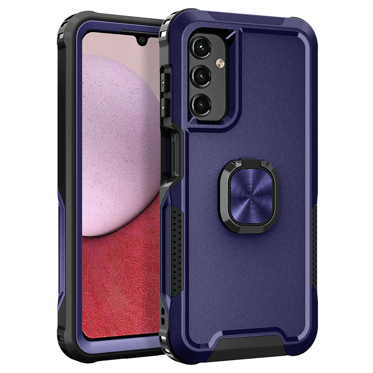 For Samsung Galaxy A24 4G (162.1 x 77.6 x 8.3mm) Case PC+SiliconeRing Kickstand Phone Cover