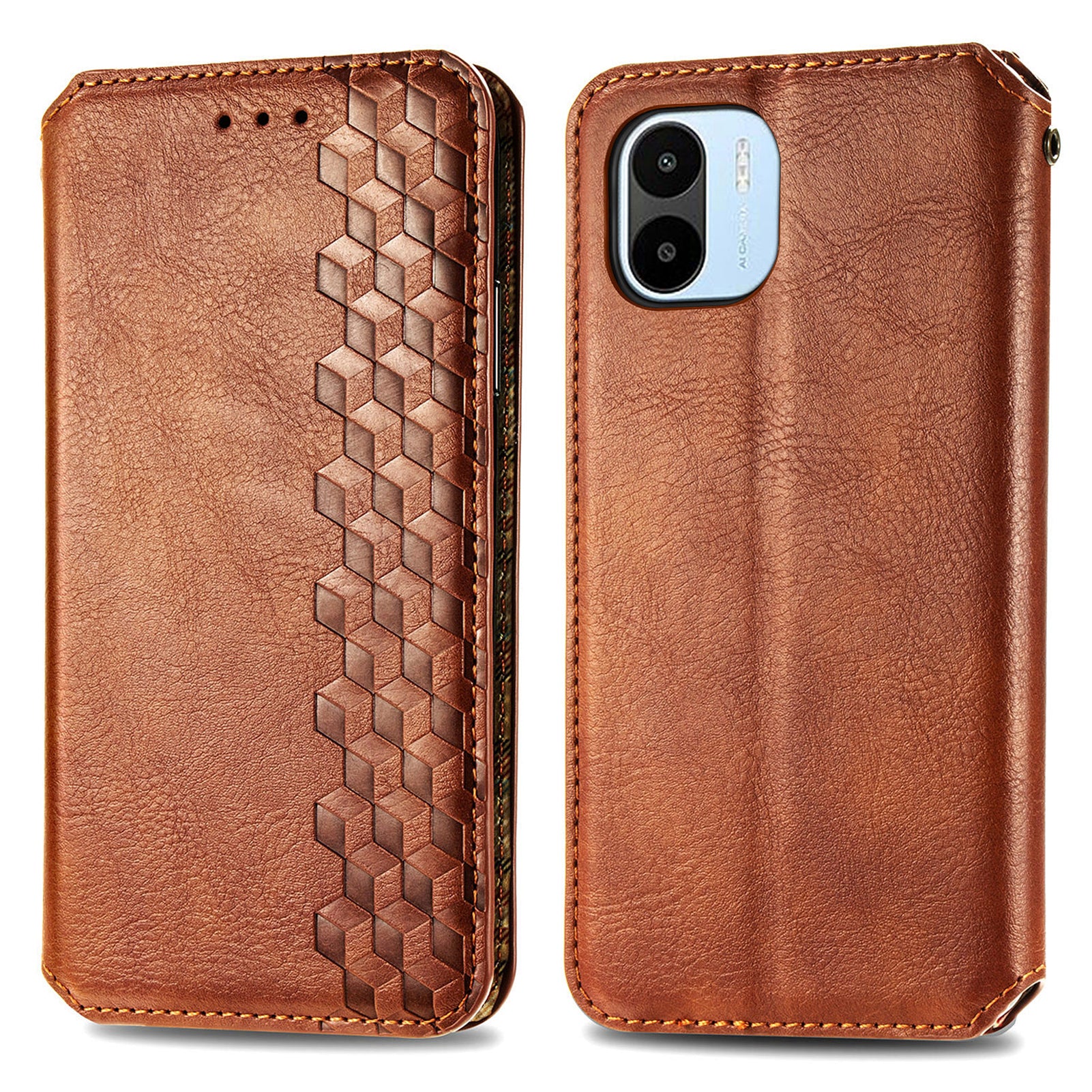 For Xiaomi Redmi A1 4G / Redmi A2 4G Cell Phone Cases Imprinted Rhombus Pattern Stand Cover