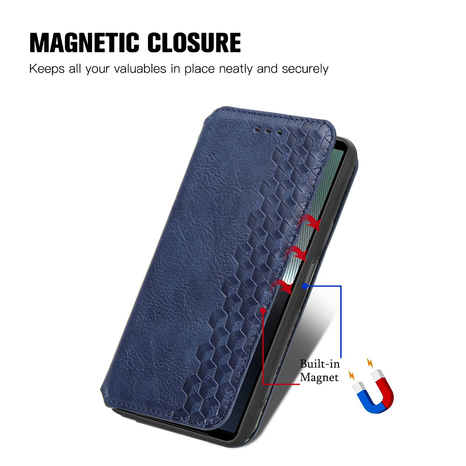 For Sony Xperia 1 V Case PU Leather Wallet Phone Cover with Rhombus Pattern