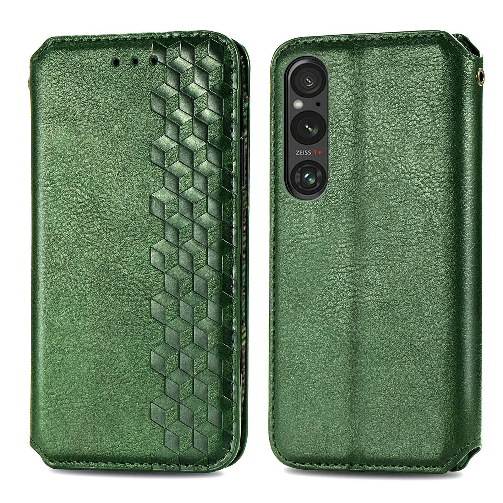For Sony Xperia 1 V Case PU Leather Wallet Phone Cover with Rhombus Pattern