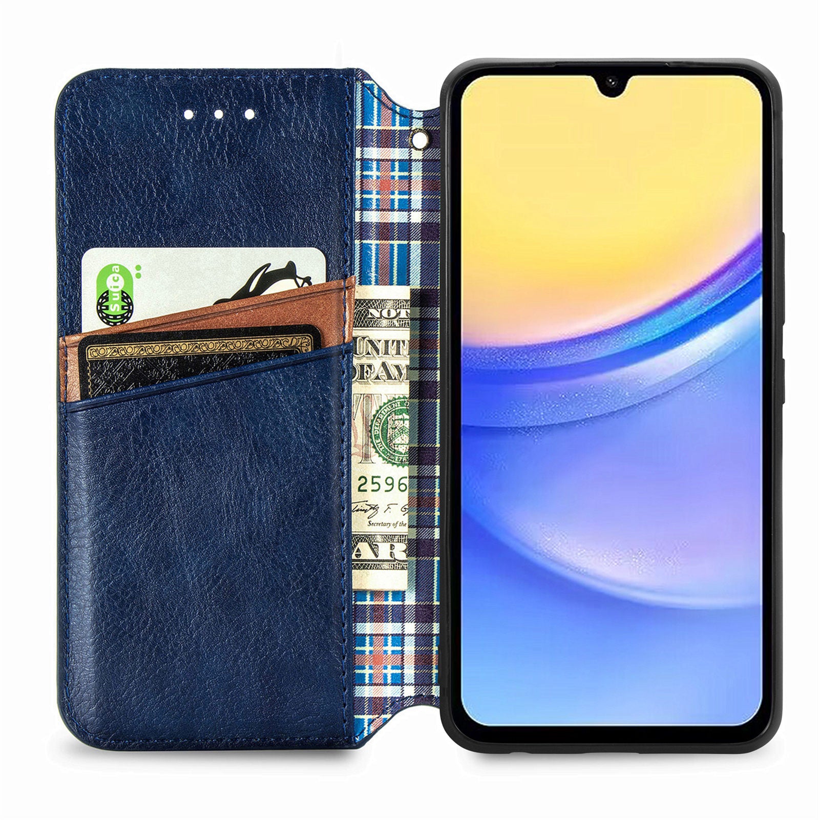 For Samsung Galaxy A15 4G / A15 5G Shockproof Case Rhombus Imprinted Wallet Stand Phone Cover