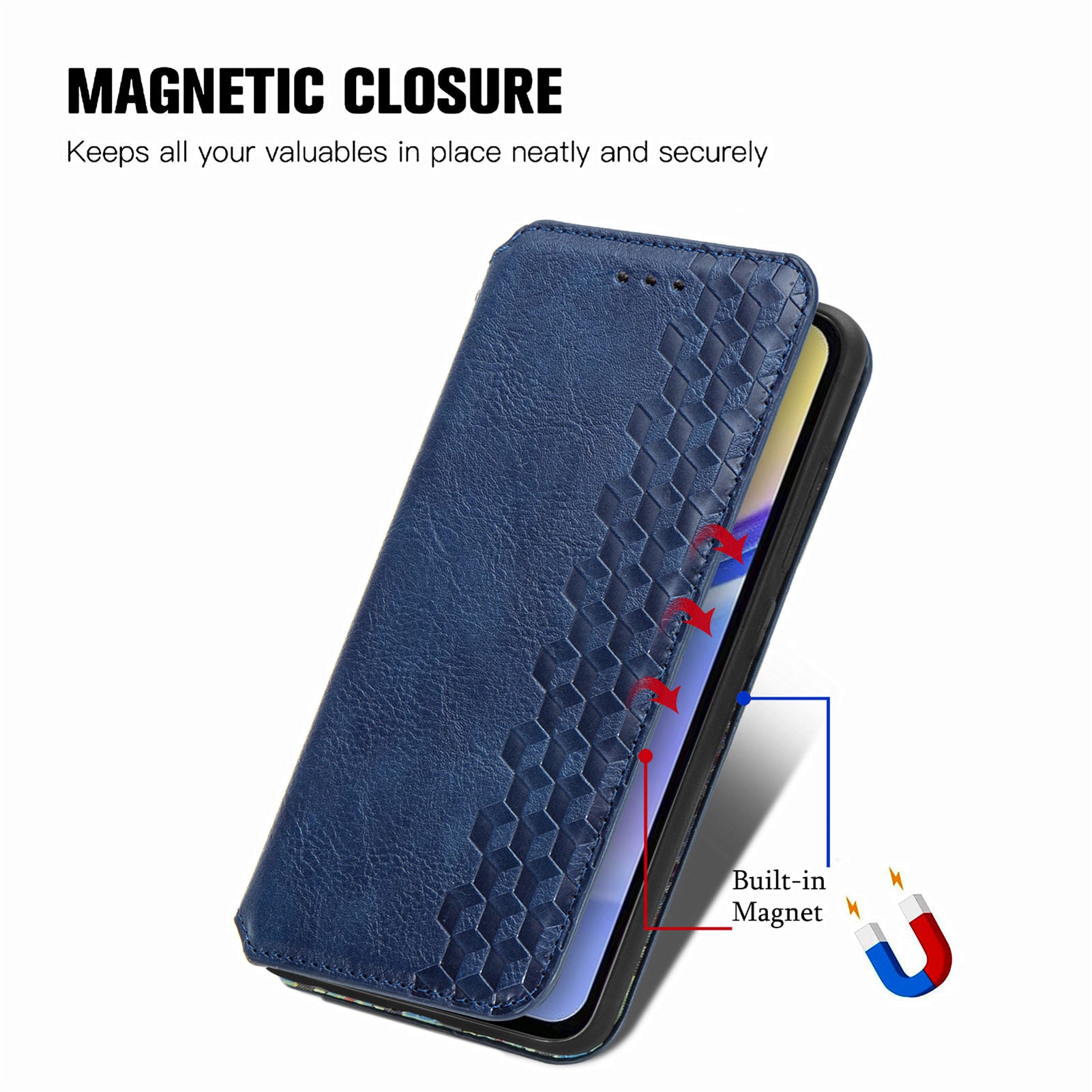 For Samsung Galaxy A15 4G / A15 5G Shockproof Case Rhombus Imprinted Wallet Stand Phone Cover