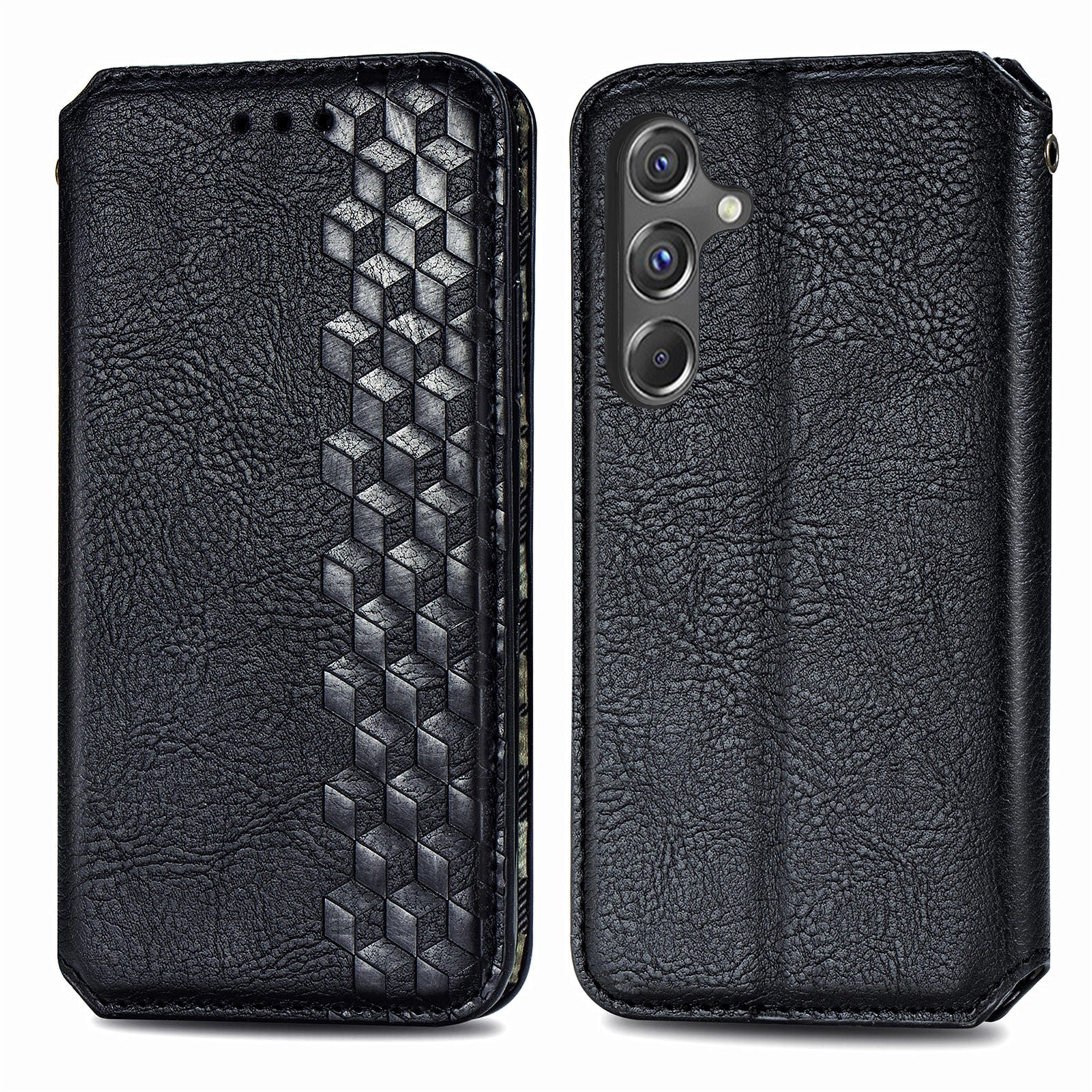 For Samsung Galaxy A15 4G / A15 5G Shockproof Case Rhombus Imprinted Wallet Stand Phone Cover
