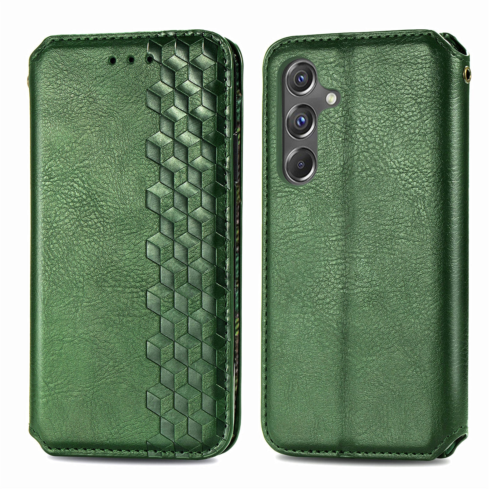 For Samsung Galaxy A15 4G / A15 5G Shockproof Case Rhombus Imprinted Wallet Stand Phone Cover