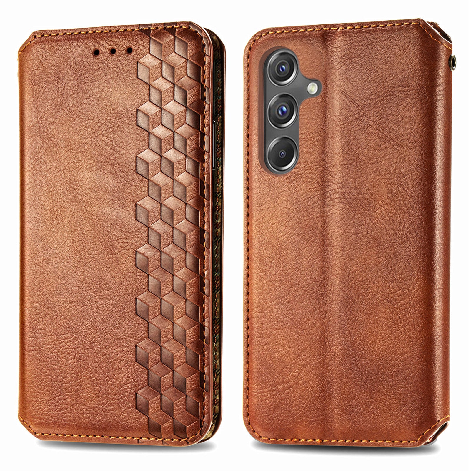 For Samsung Galaxy A15 4G / A15 5G Shockproof Case Rhombus Imprinted Wallet Stand Phone Cover