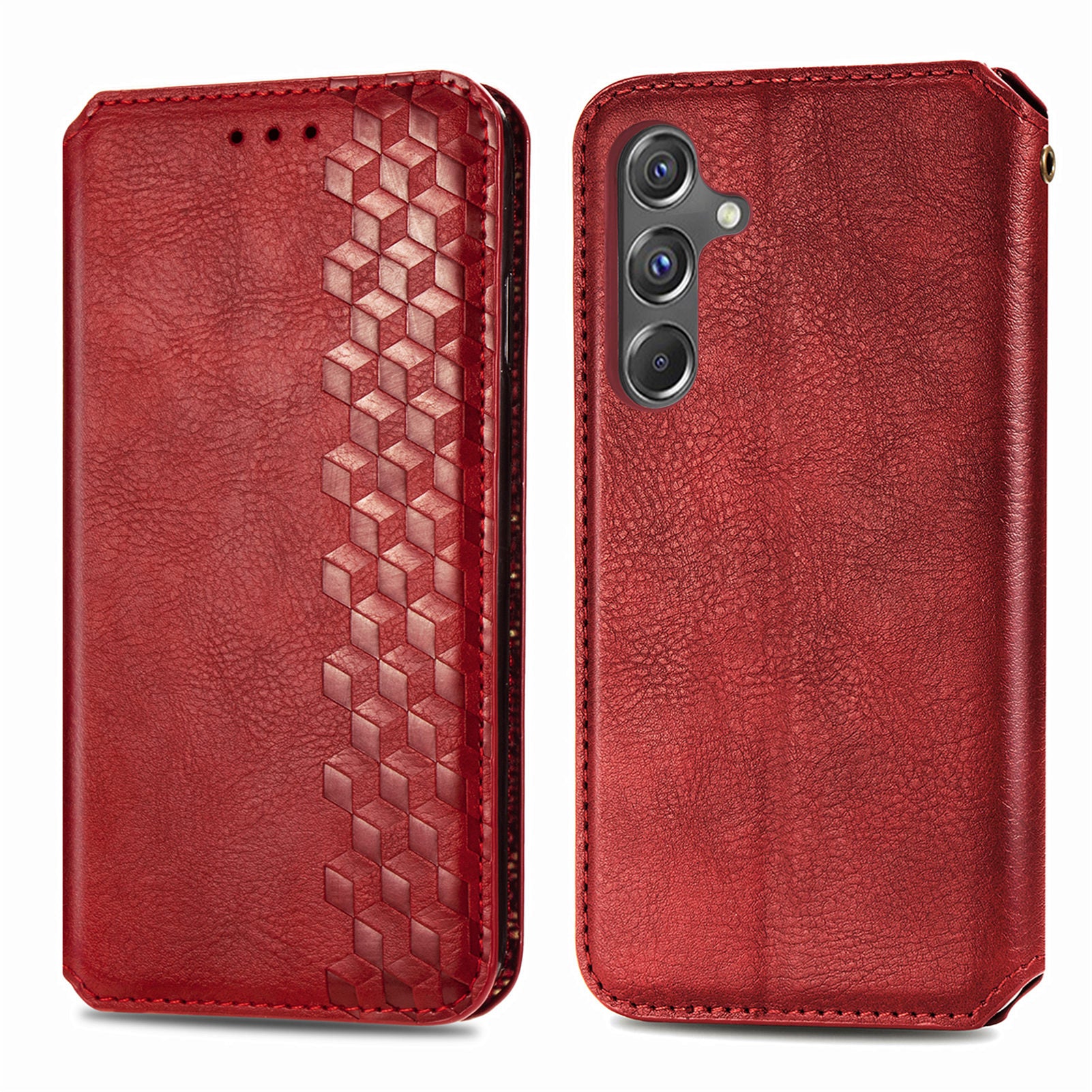 For Samsung Galaxy A15 4G / A15 5G Shockproof Case Rhombus Imprinted Wallet Stand Phone Cover