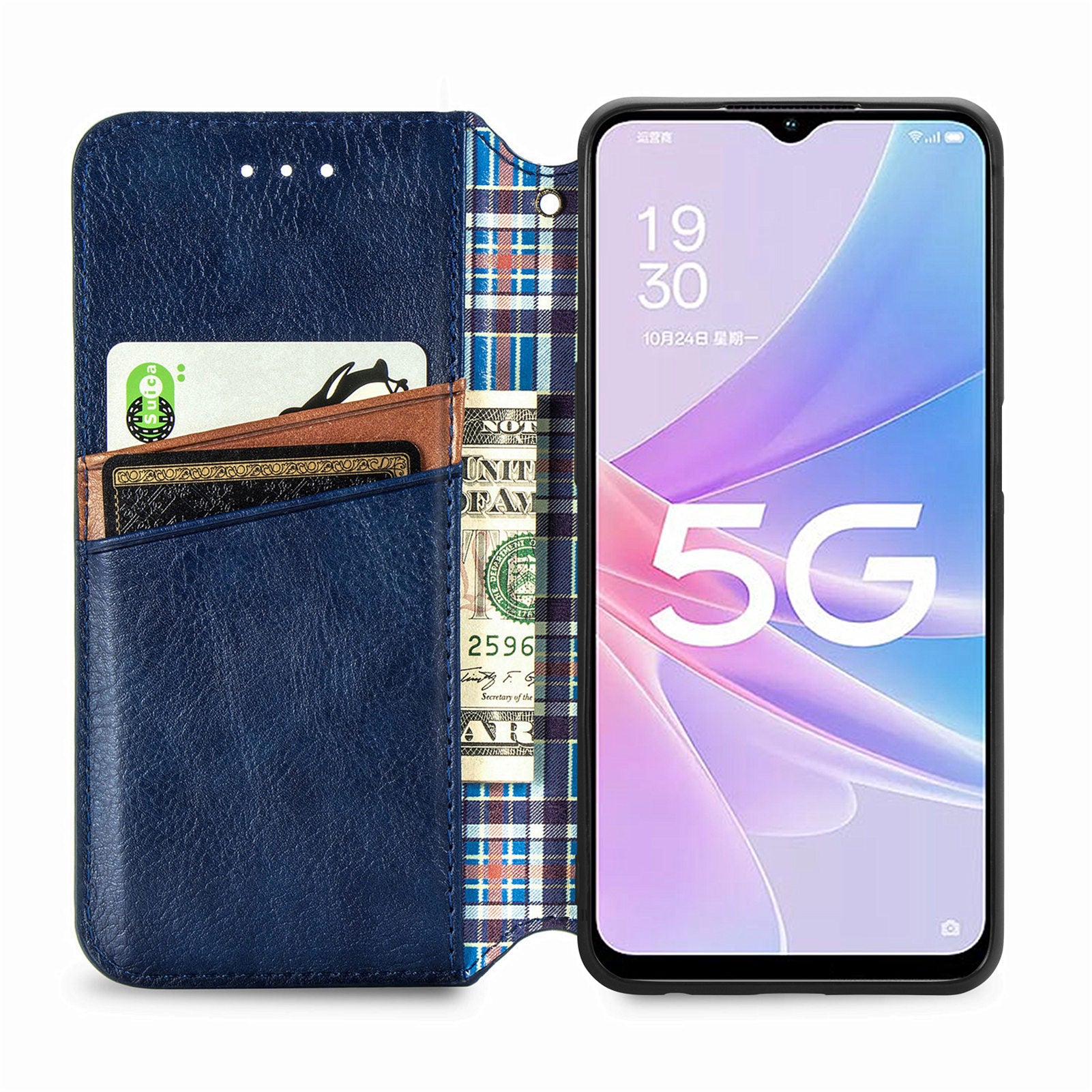 For Oppo A78 4G Case Rhombus Imprinted Wallet Stand Shockproof Mobile Phone Cover