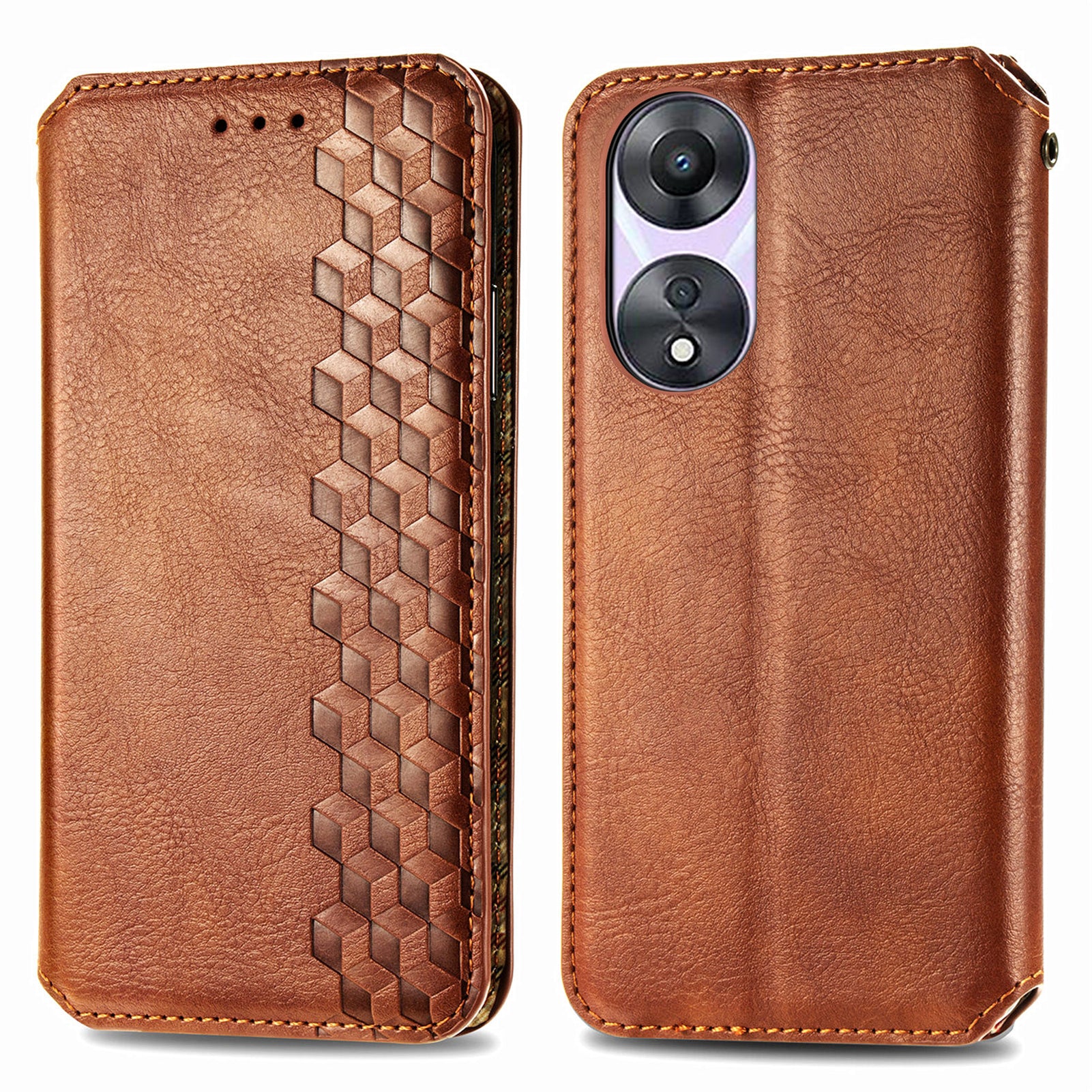 For Oppo A78 4G Case Rhombus Imprinted Wallet Stand Shockproof Mobile Phone Cover
