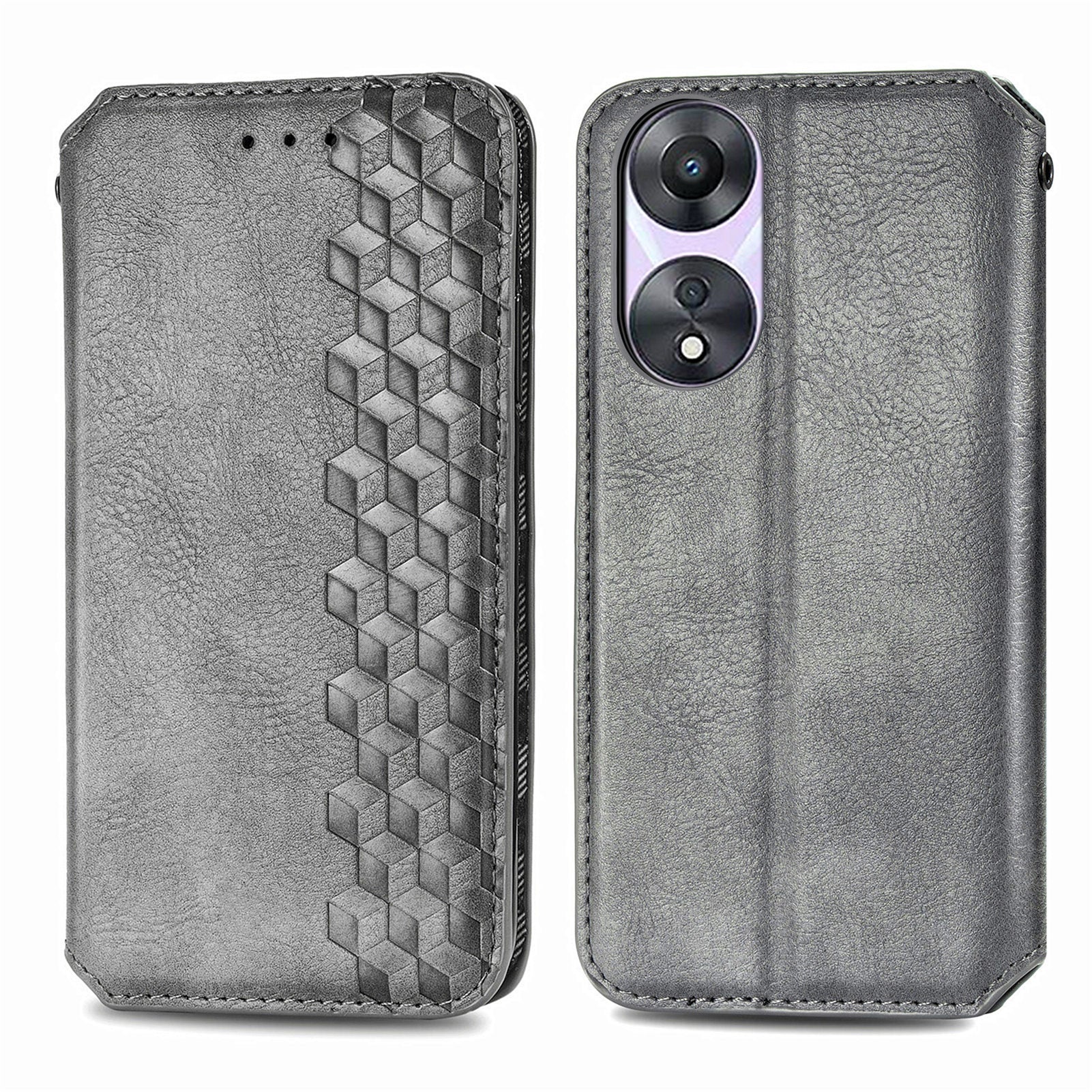 For Oppo A78 4G Case Rhombus Imprinted Wallet Stand Shockproof Mobile Phone Cover