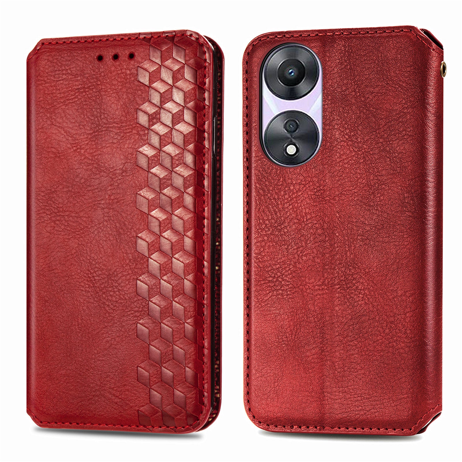 For Oppo A78 4G Case Rhombus Imprinted Wallet Stand Shockproof Mobile Phone Cover