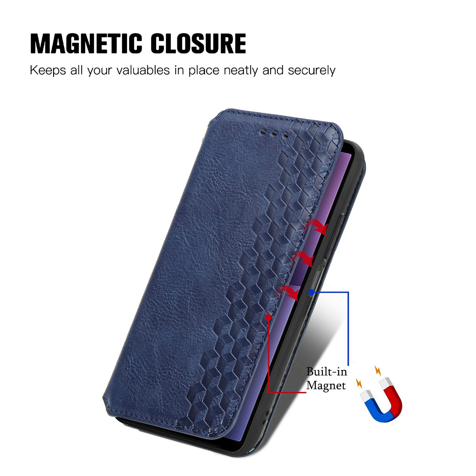 For Sony Xperia 10 V Case Bump Proof Rhombus Imprinted Wallet Stand Phone Cover