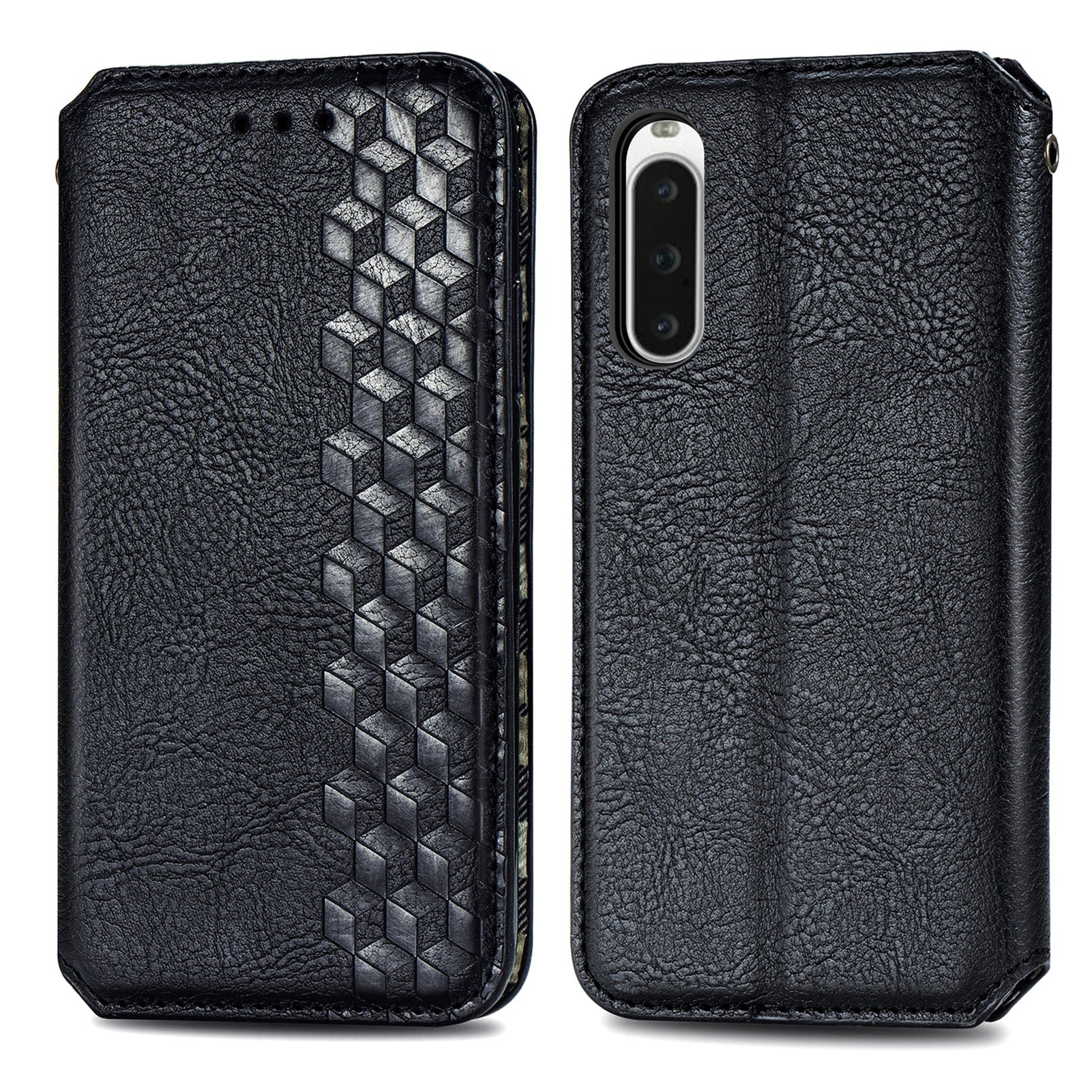 For Sony Xperia 10 V Case Bump Proof Rhombus Imprinted Wallet Stand Phone Cover
