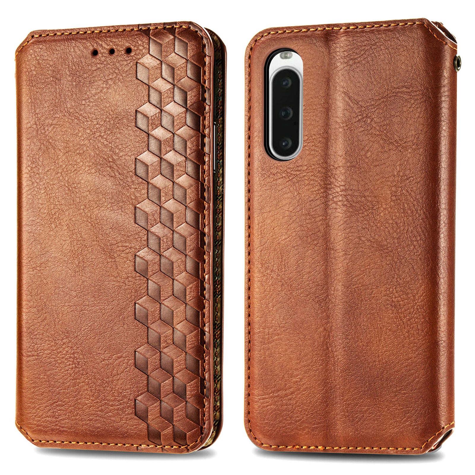 For Sony Xperia 10 V Case Bump Proof Rhombus Imprinted Wallet Stand Phone Cover