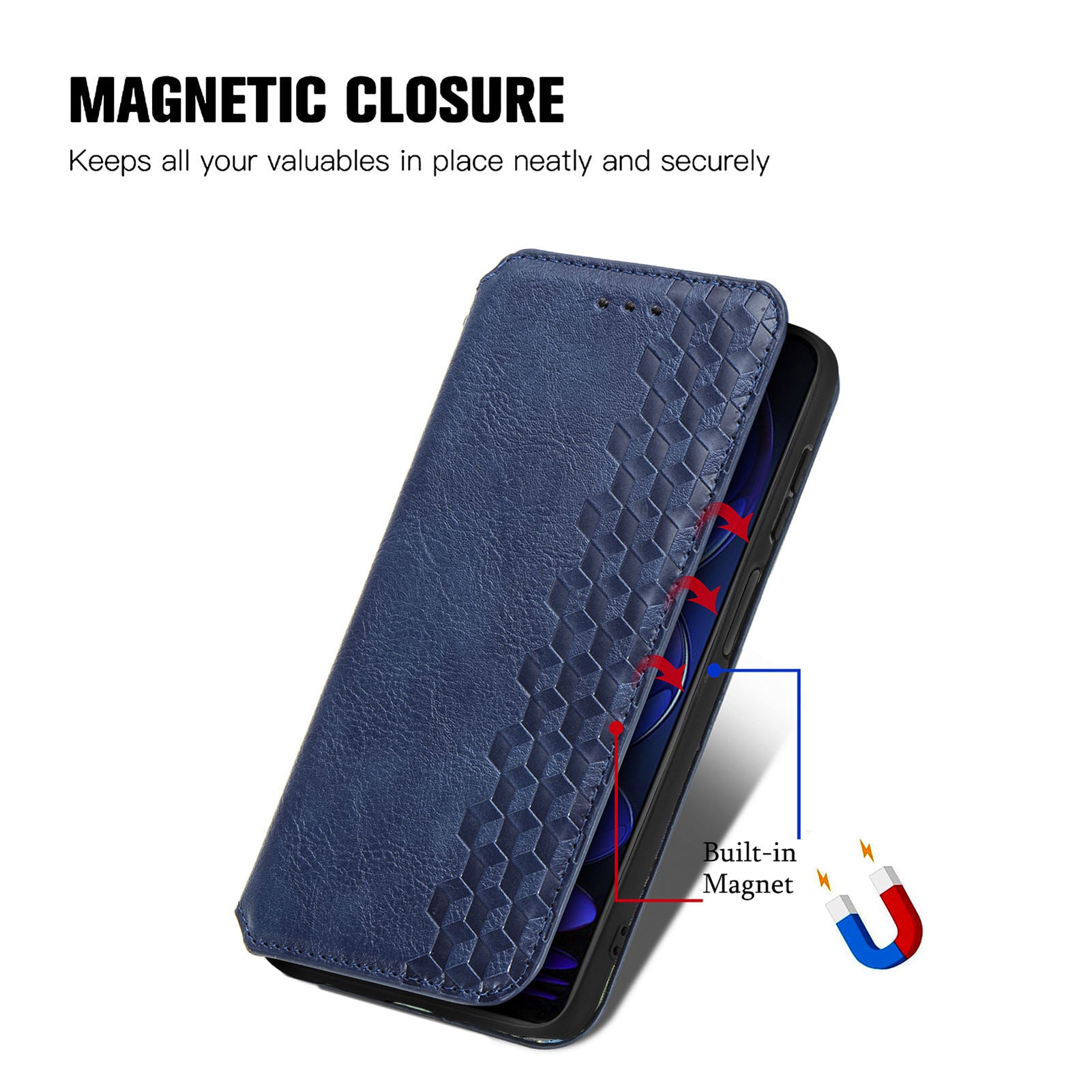 For Xiaomi Redmi Note 12 Pro 5G  /  12 Pro Speed 5G  /  Poco X5 Pro 5G Phone Cover Imprinted Rhombus Pattern Wallet Case