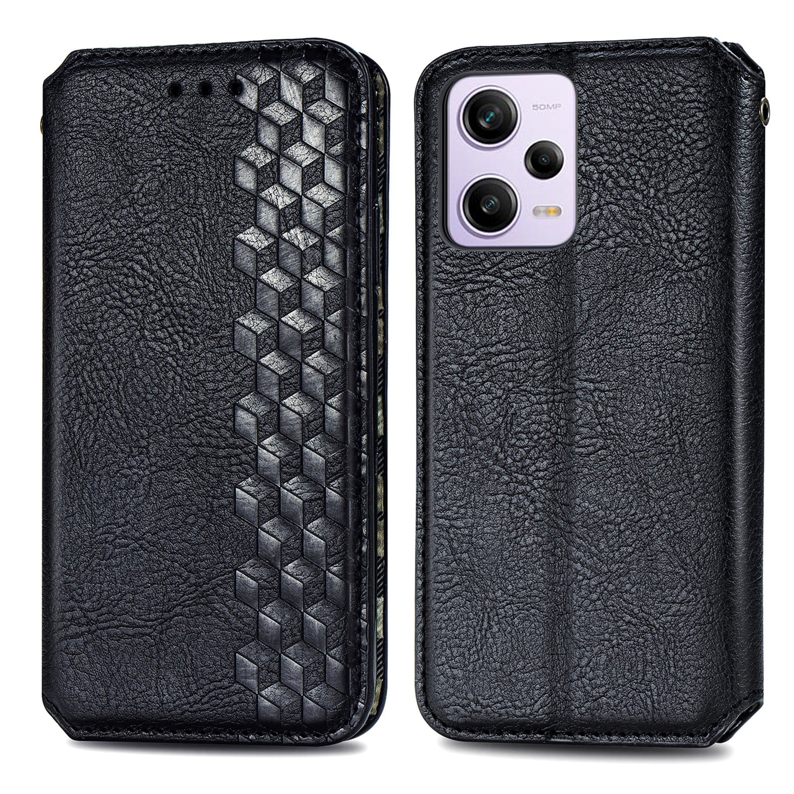 For Xiaomi Redmi Note 12 Pro 5G  /  12 Pro Speed 5G  /  Poco X5 Pro 5G Phone Cover Imprinted Rhombus Pattern Wallet Case