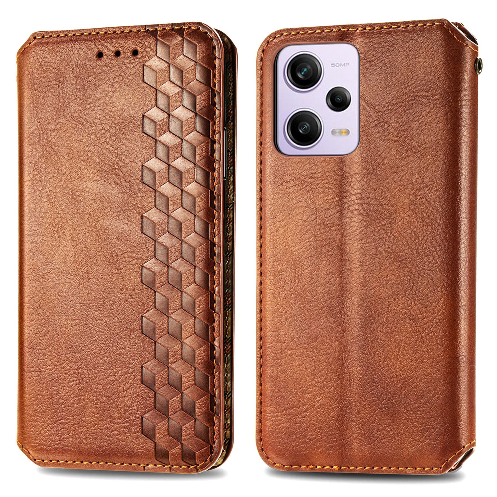 For Xiaomi Redmi Note 12 Pro 5G  /  12 Pro Speed 5G  /  Poco X5 Pro 5G Phone Cover Imprinted Rhombus Pattern Wallet Case