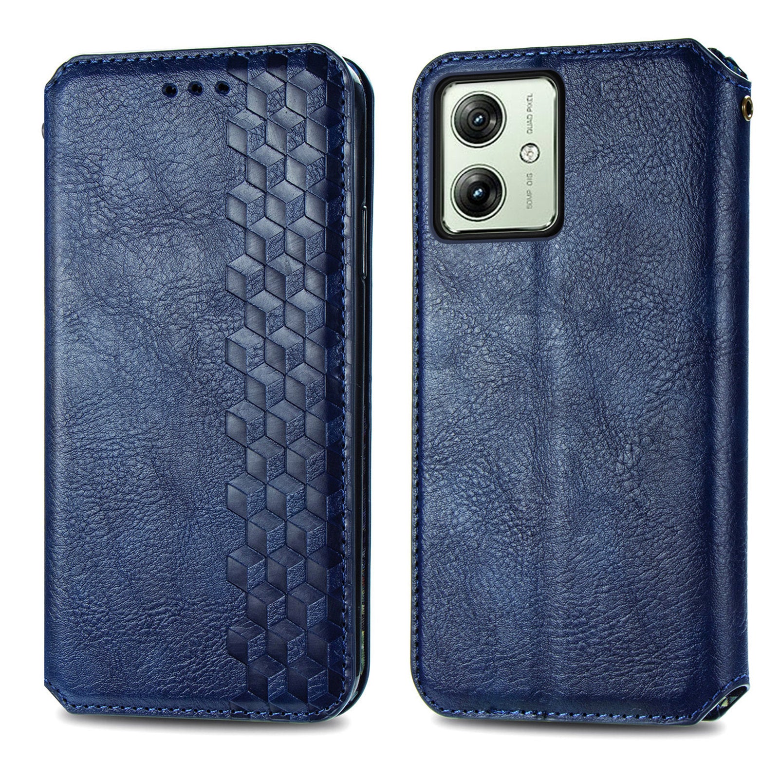 For Motorola Moto G54 5G Cover Imprinted Rhombus Leather Phone Wallet Case
