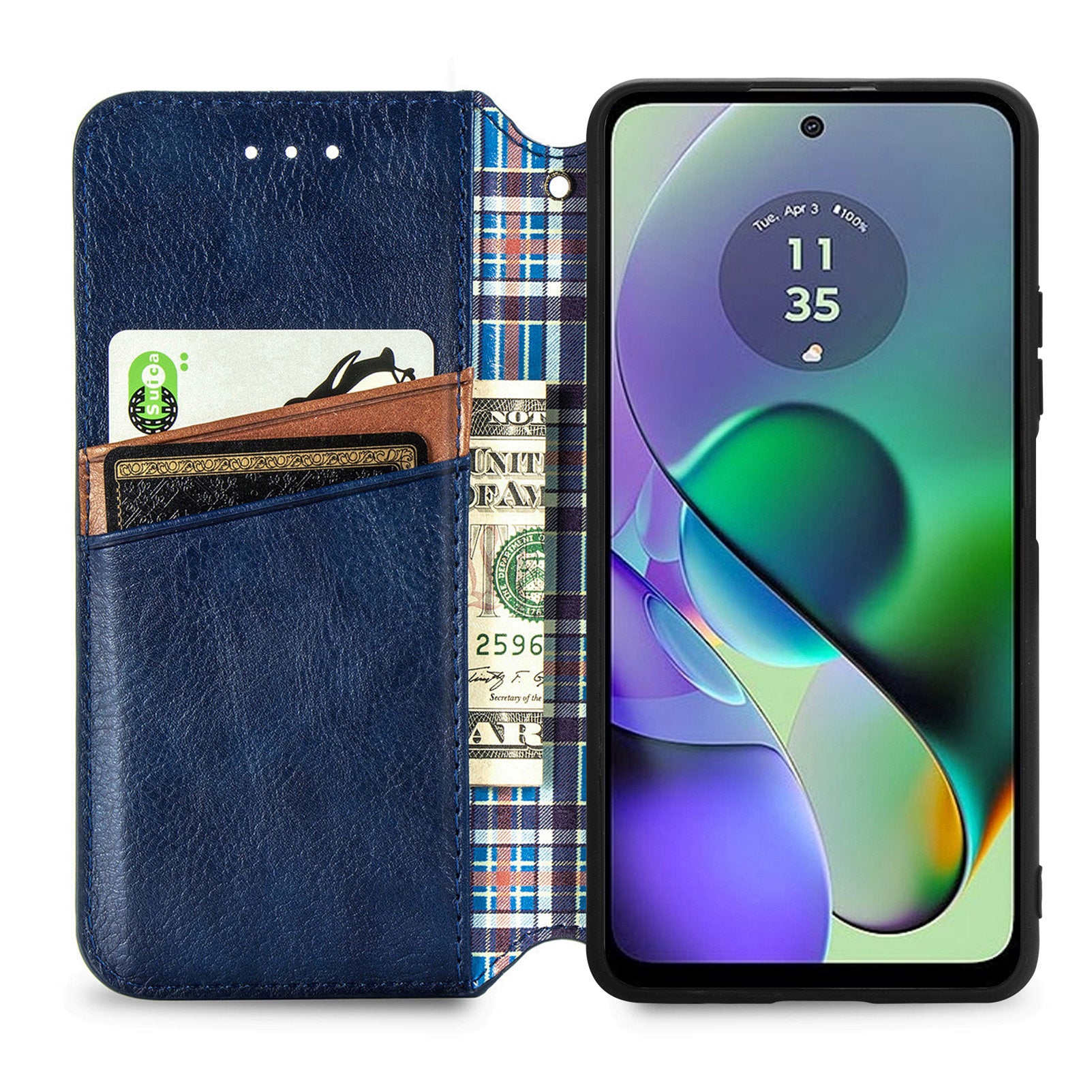 For Motorola Moto G54 5G Cover Imprinted Rhombus Leather Phone Wallet Case