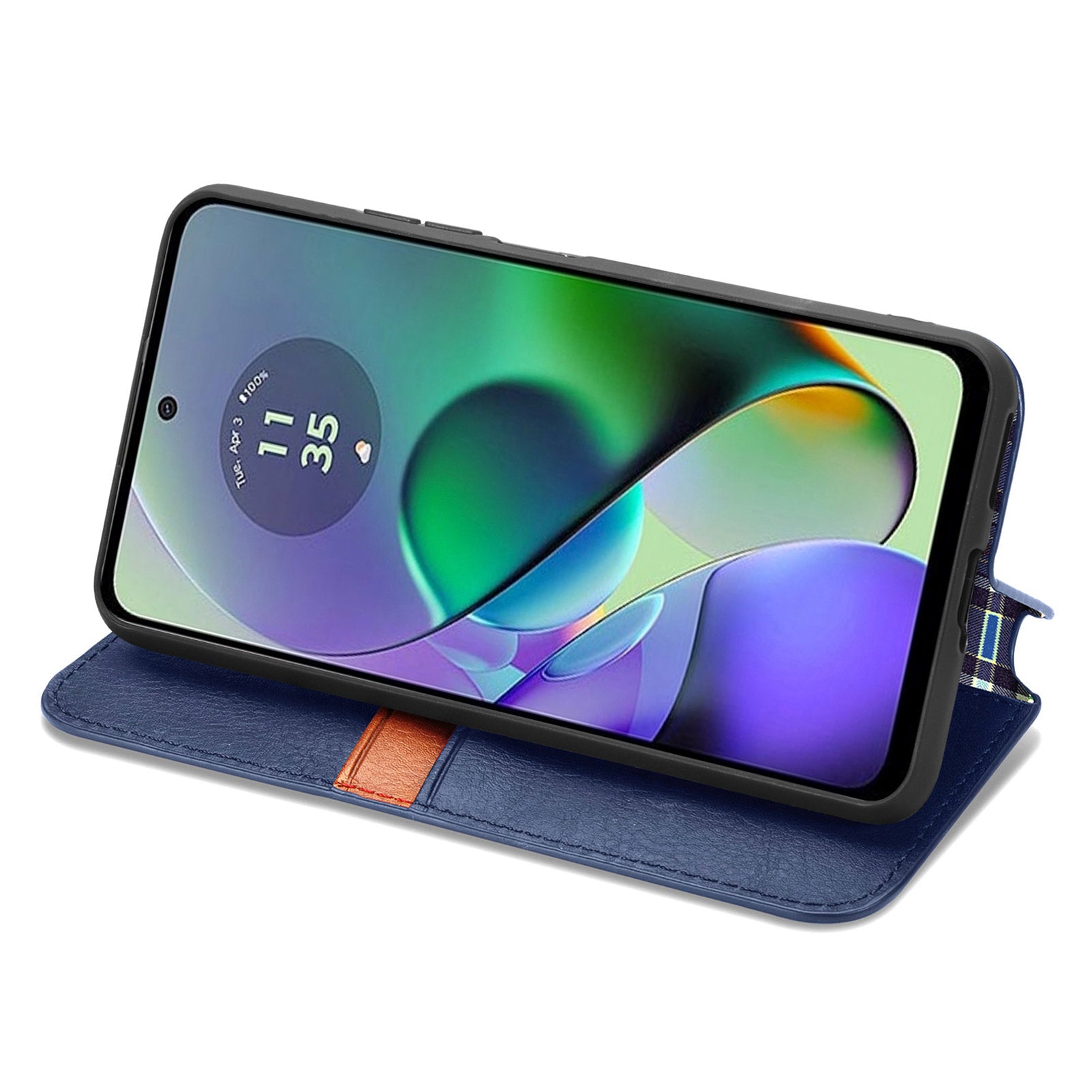 For Motorola Moto G54 5G Cover Imprinted Rhombus Leather Phone Wallet Case