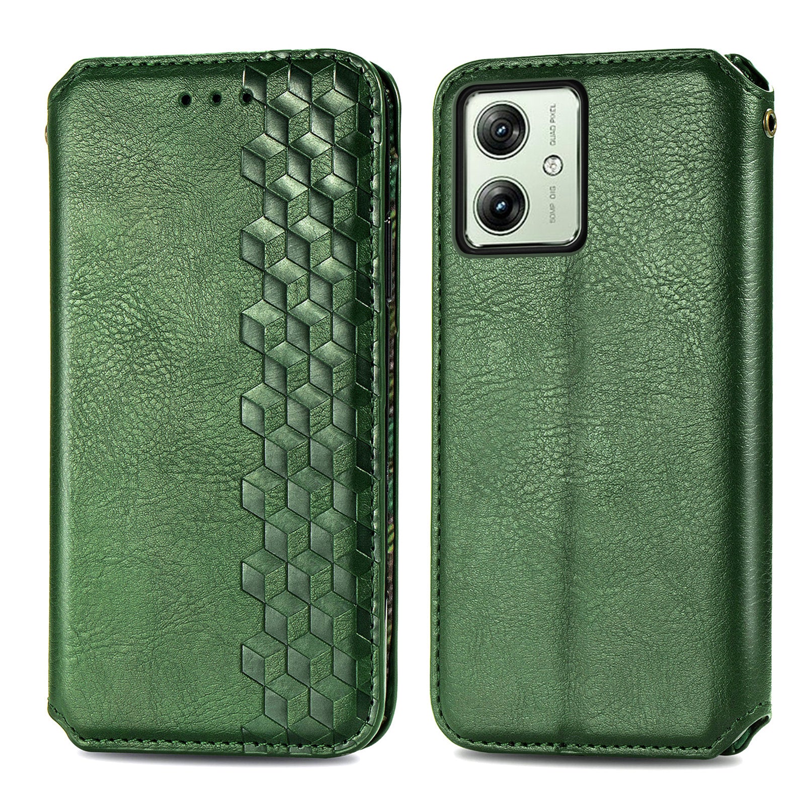 For Motorola Moto G54 5G Cover Imprinted Rhombus Leather Phone Wallet Case