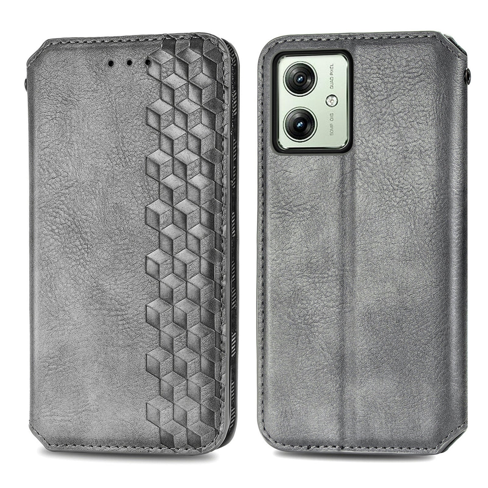 For Motorola Moto G54 5G Cover Imprinted Rhombus Leather Phone Wallet Case