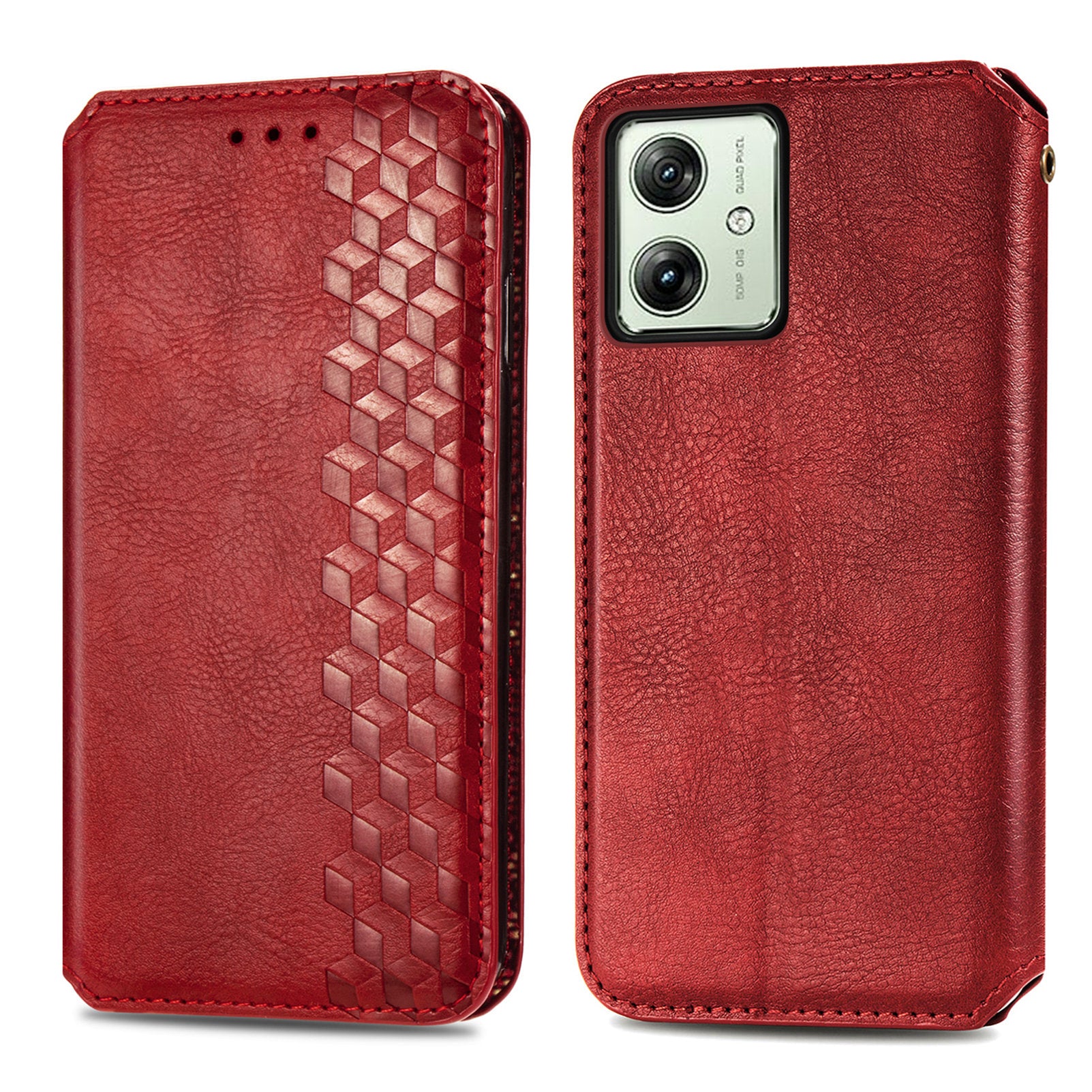 For Motorola Moto G54 5G Cover Imprinted Rhombus Leather Phone Wallet Case